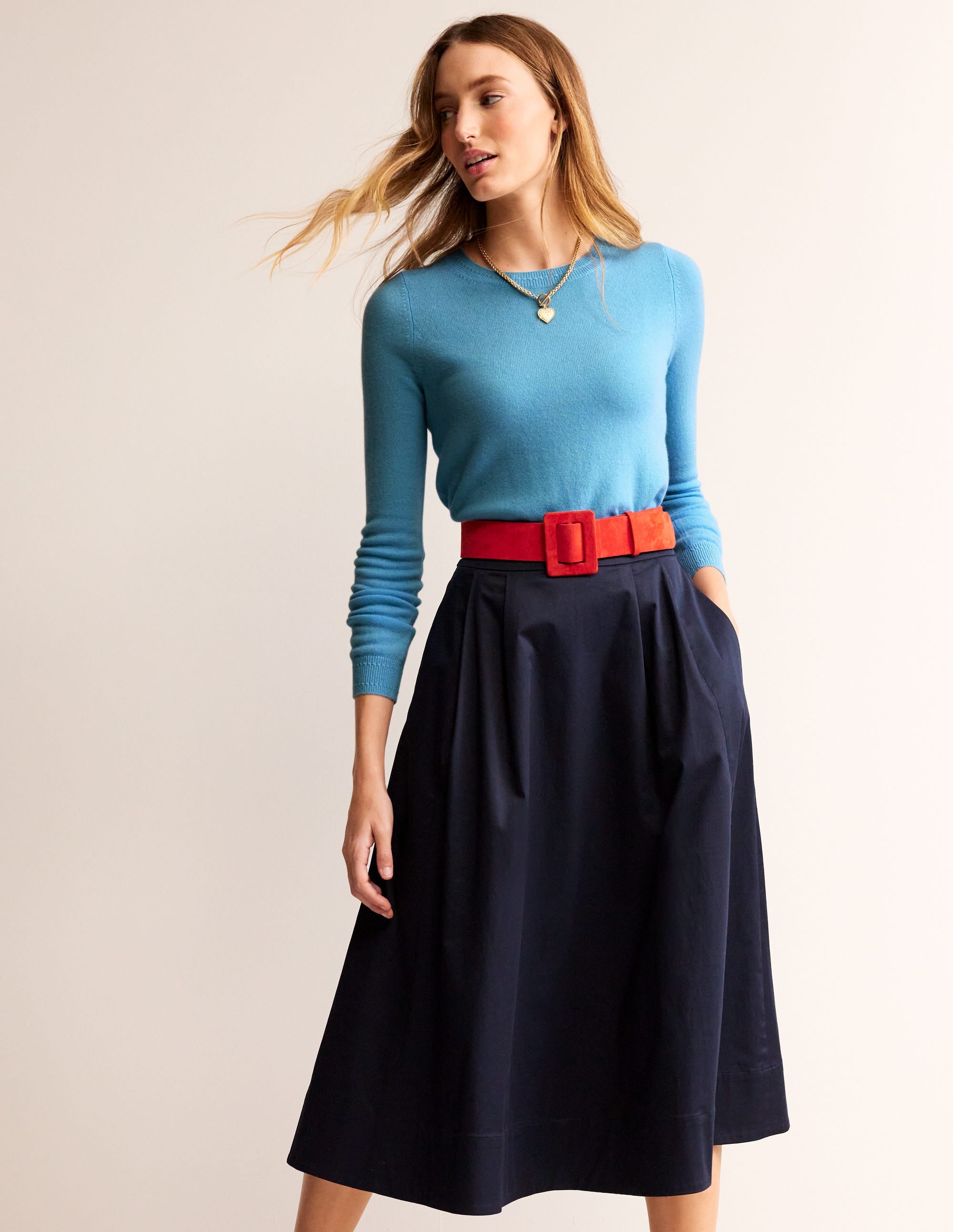 Eva Cashmere Crew Neck Jumper-Air Blue - Image 4
