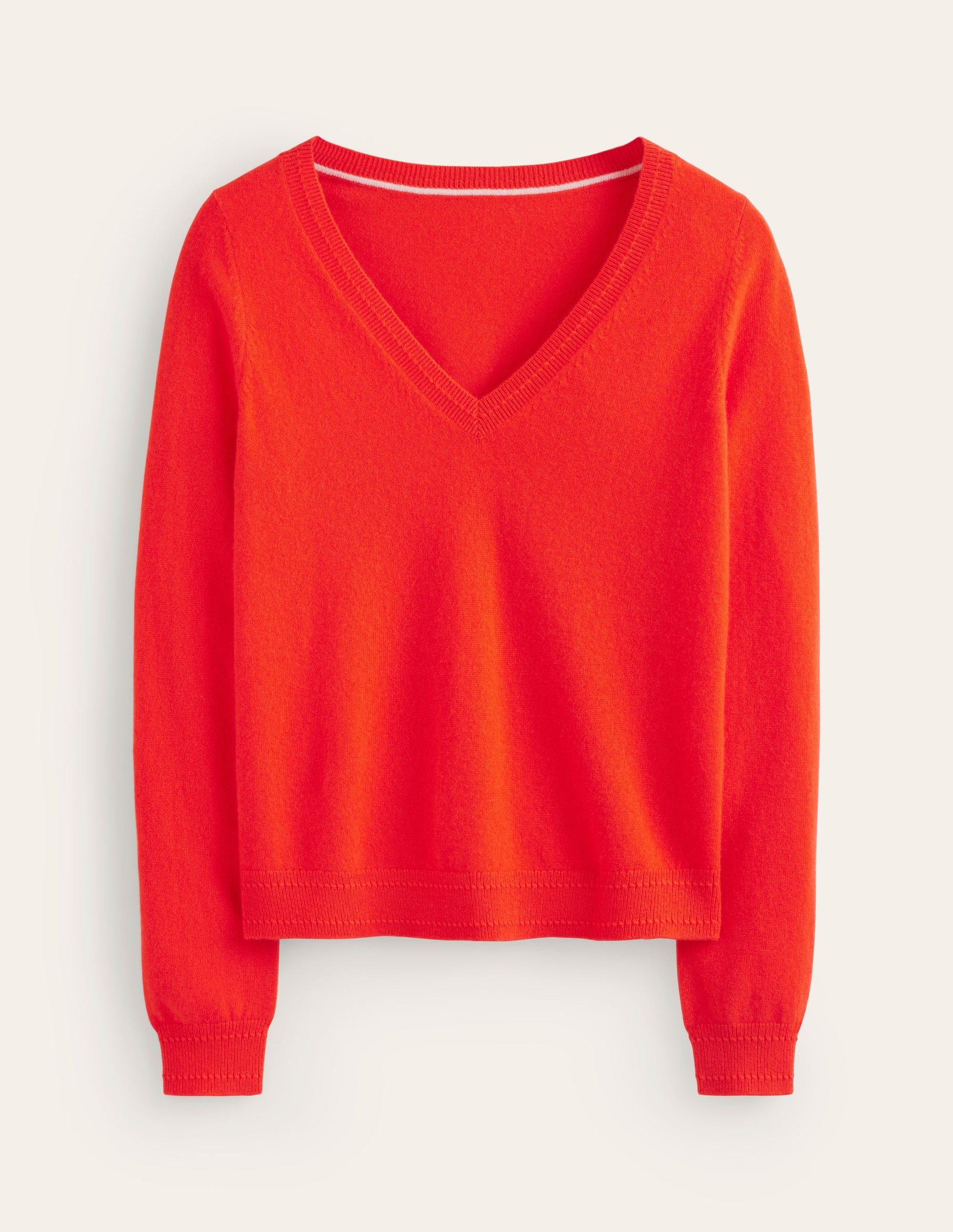 Eva Cashmere V-neck Jumper-Fiesta Orange-5