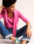 Eva Cashmere V-neck Jumper-Sangria Sunset