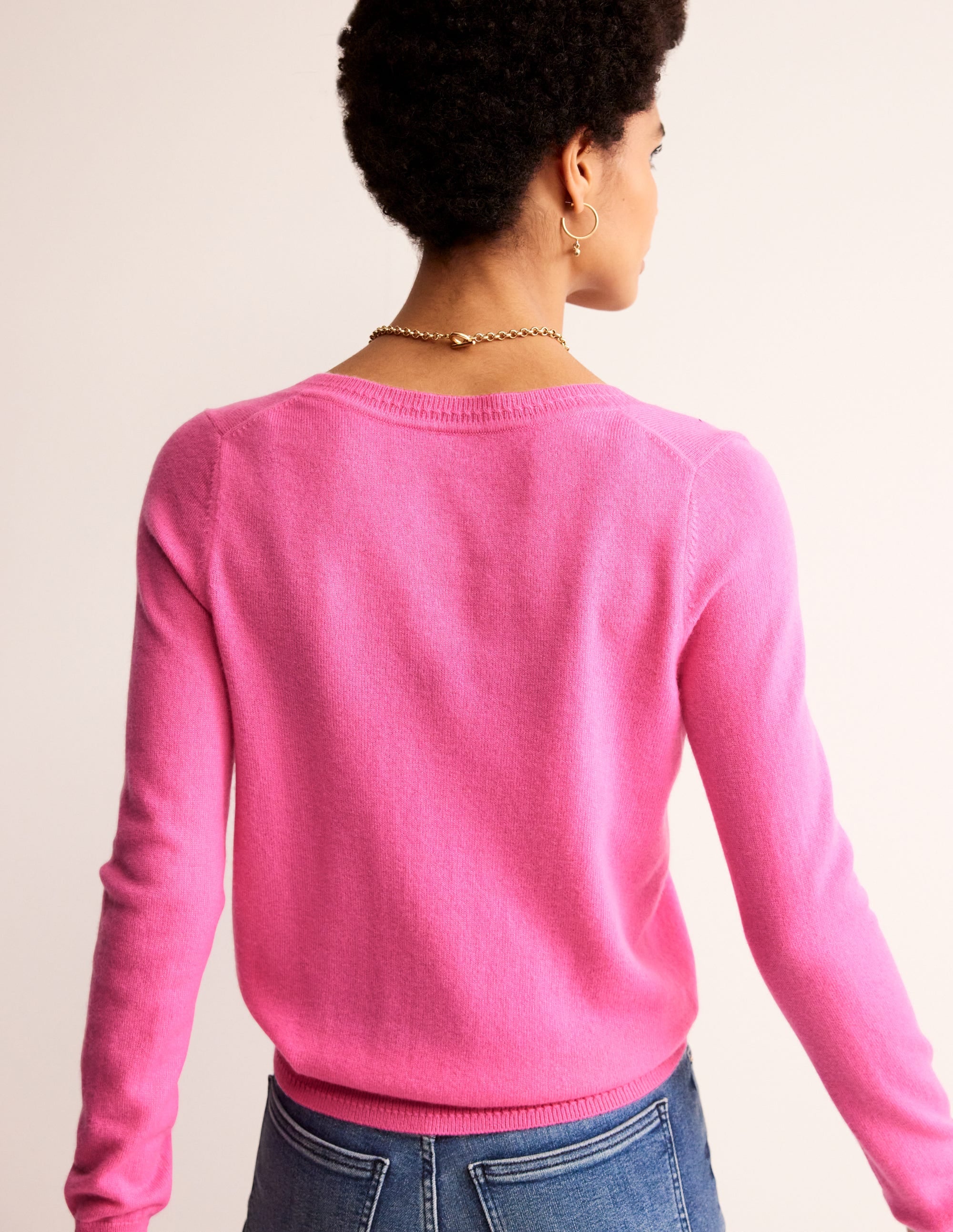 Eva Cashmere V-neck Jumper-Sangria Sunset - Image 4