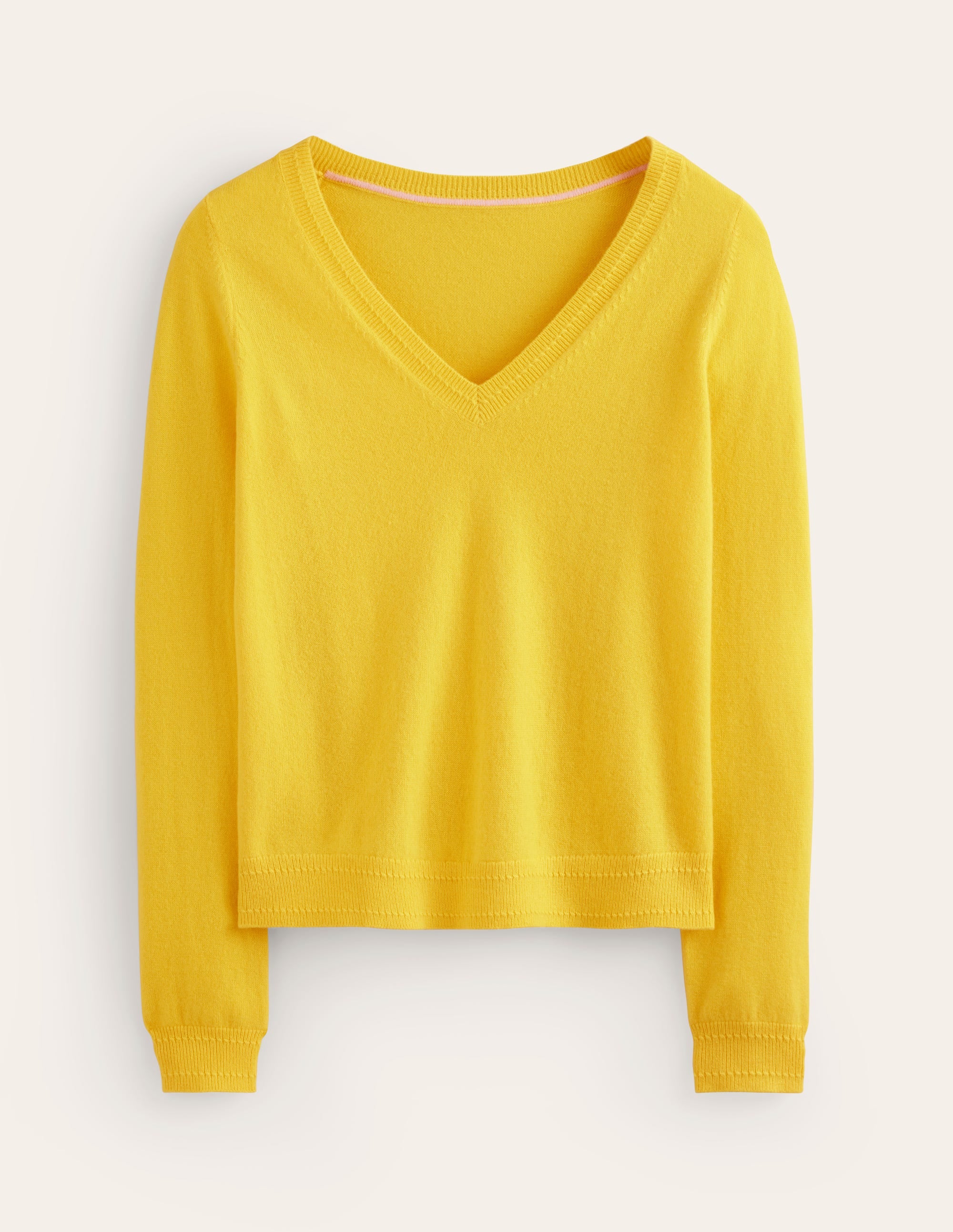Eva Cashmere V-neck Jumper-Pineapple Yellow - Image 5