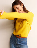 Eva Cashmere V-neck Jumper-Pineapple Yellow