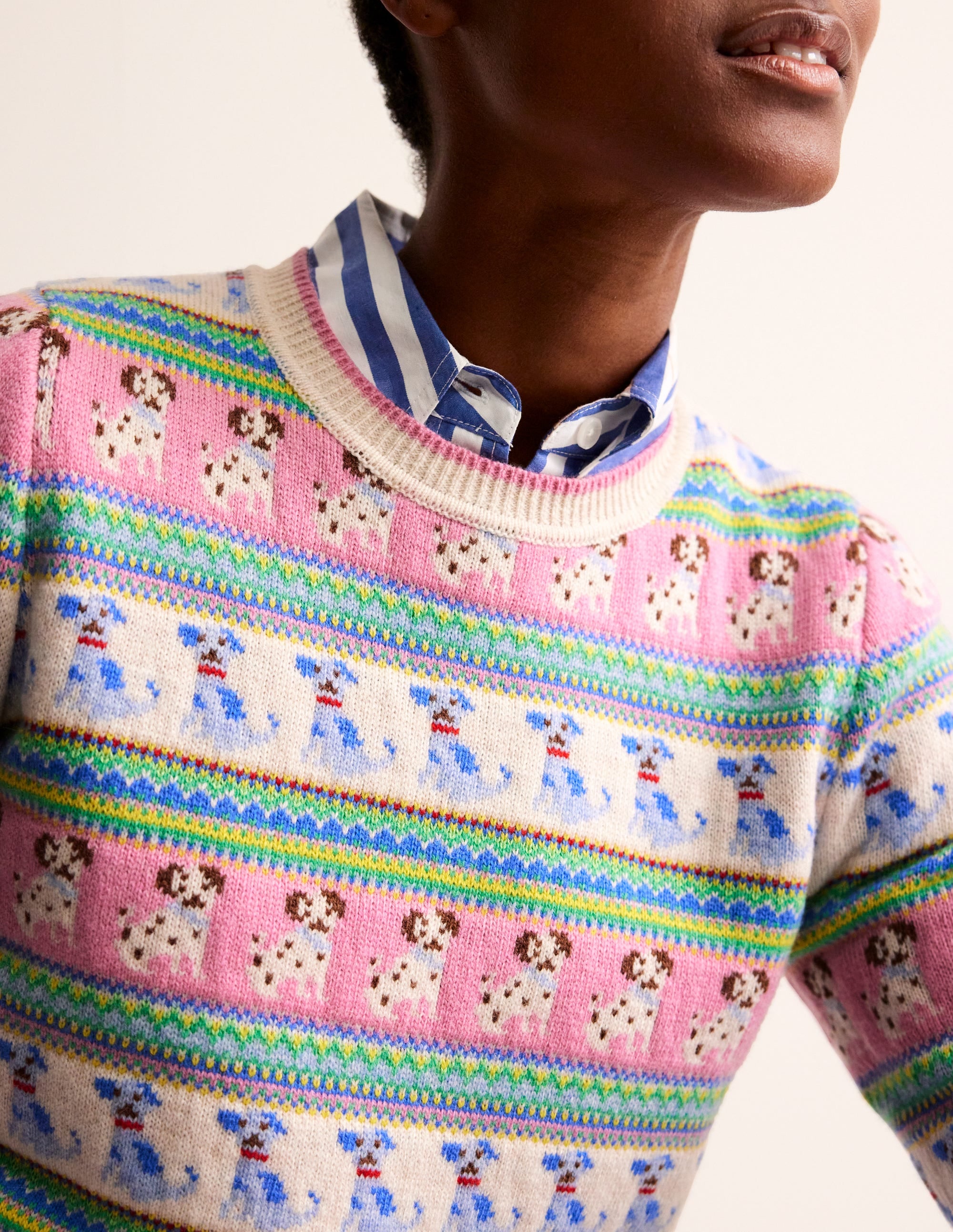Edie Fair Isle Jumper-Warm Ivory Dog Fair Isle - Image 2