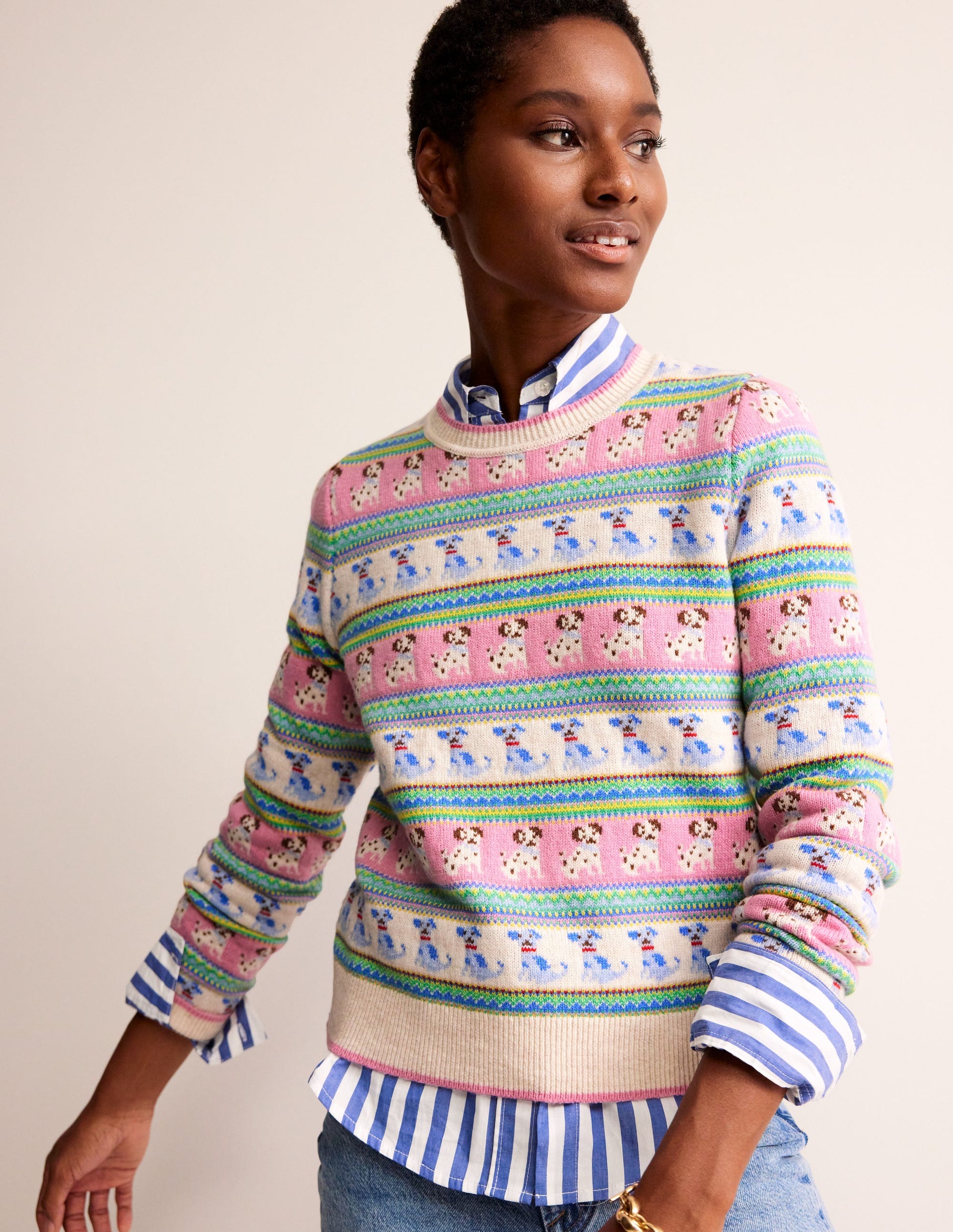 Edie Fair Isle Jumper-Warm Ivory Dog Fair Isle-4