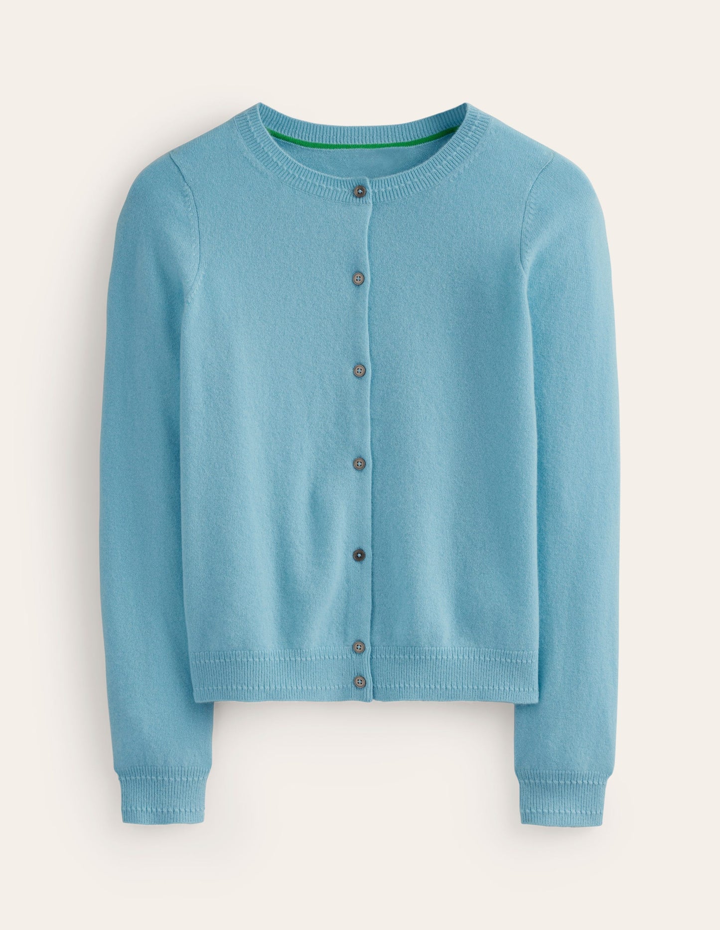 Eva Cashmere Crew Cardigan-Air Blue