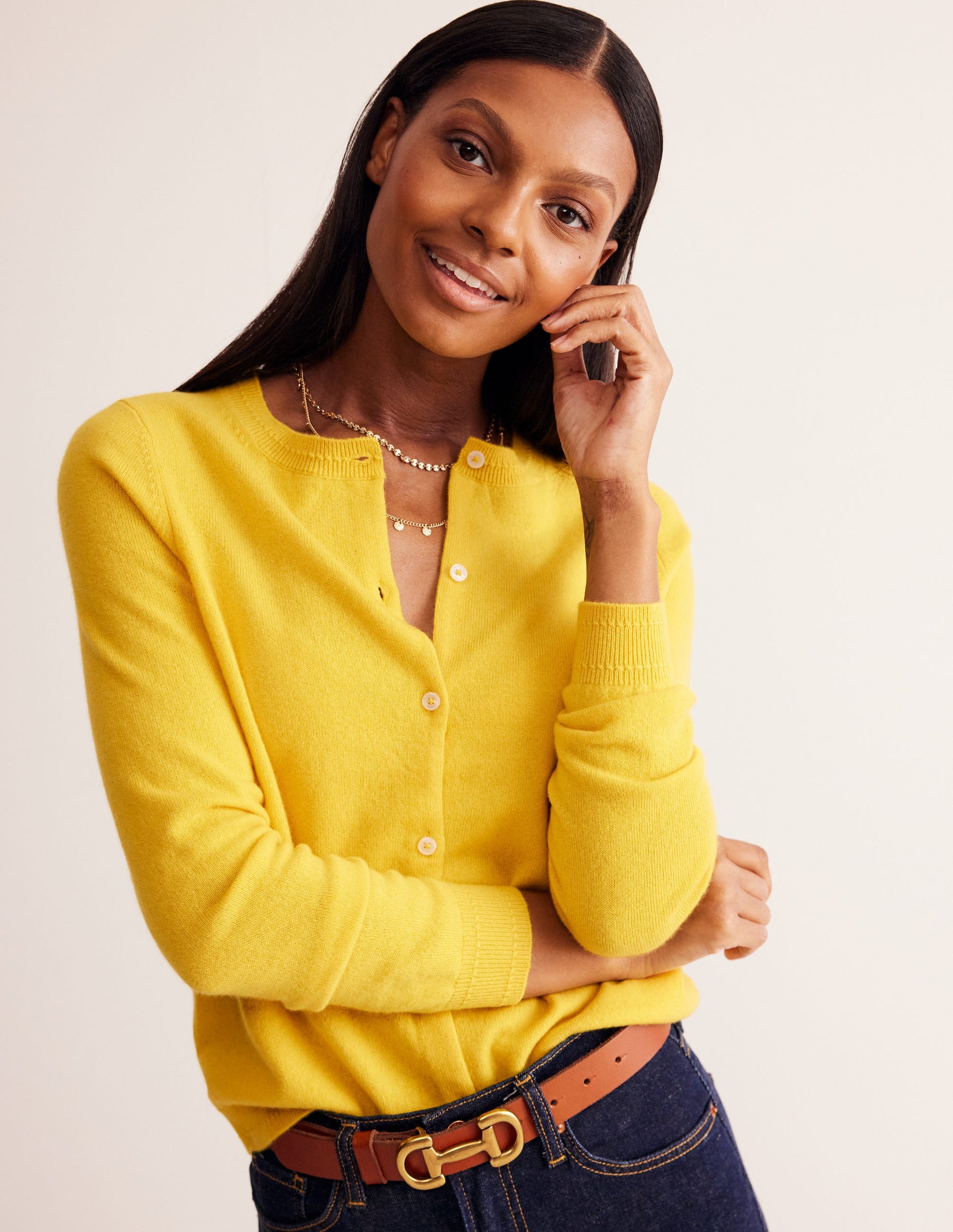 Eva Cashmere Crew Cardigan-Passion Fruit-1