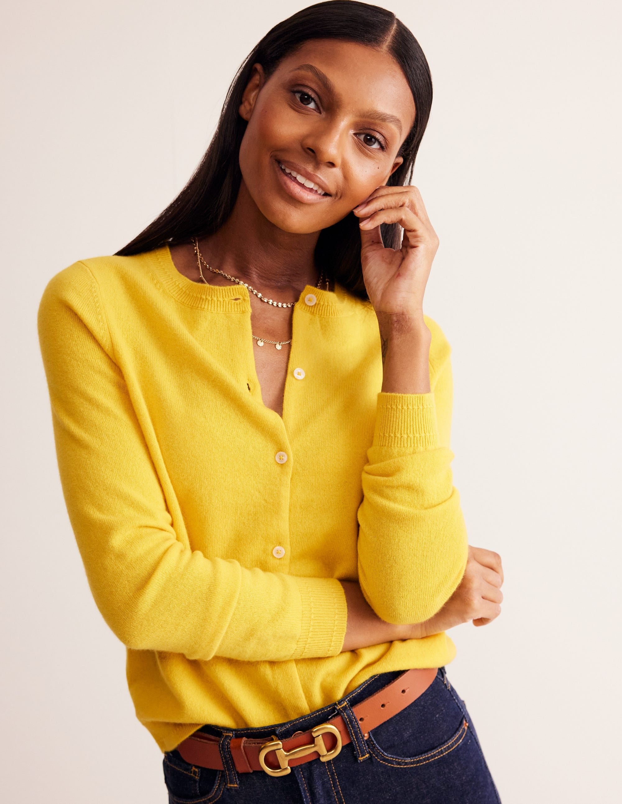 Eva Cashmere Crew Cardigan-Passion Fruit - Image 1