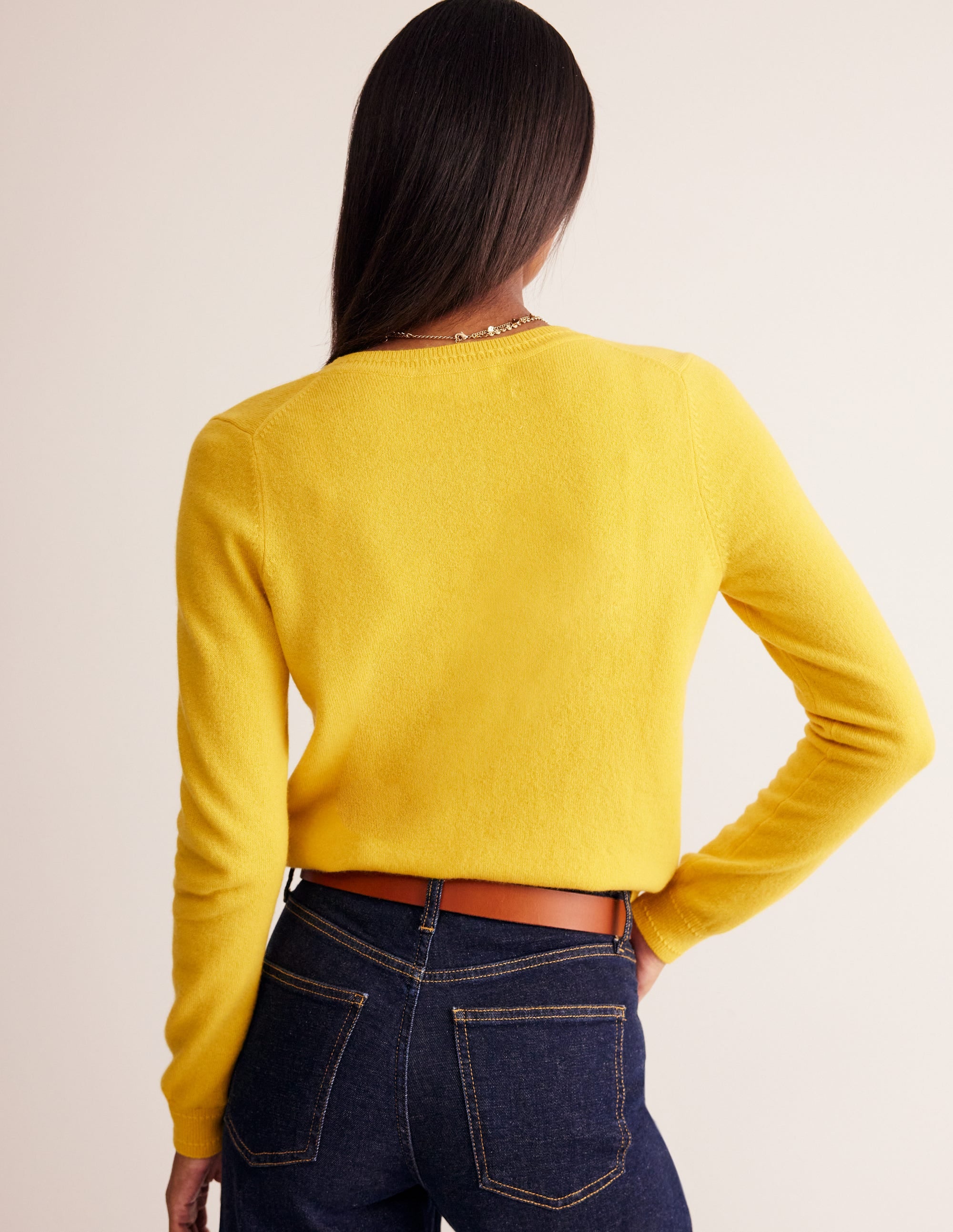 Eva Cashmere Crew Cardigan-Passion Fruit - Image 3