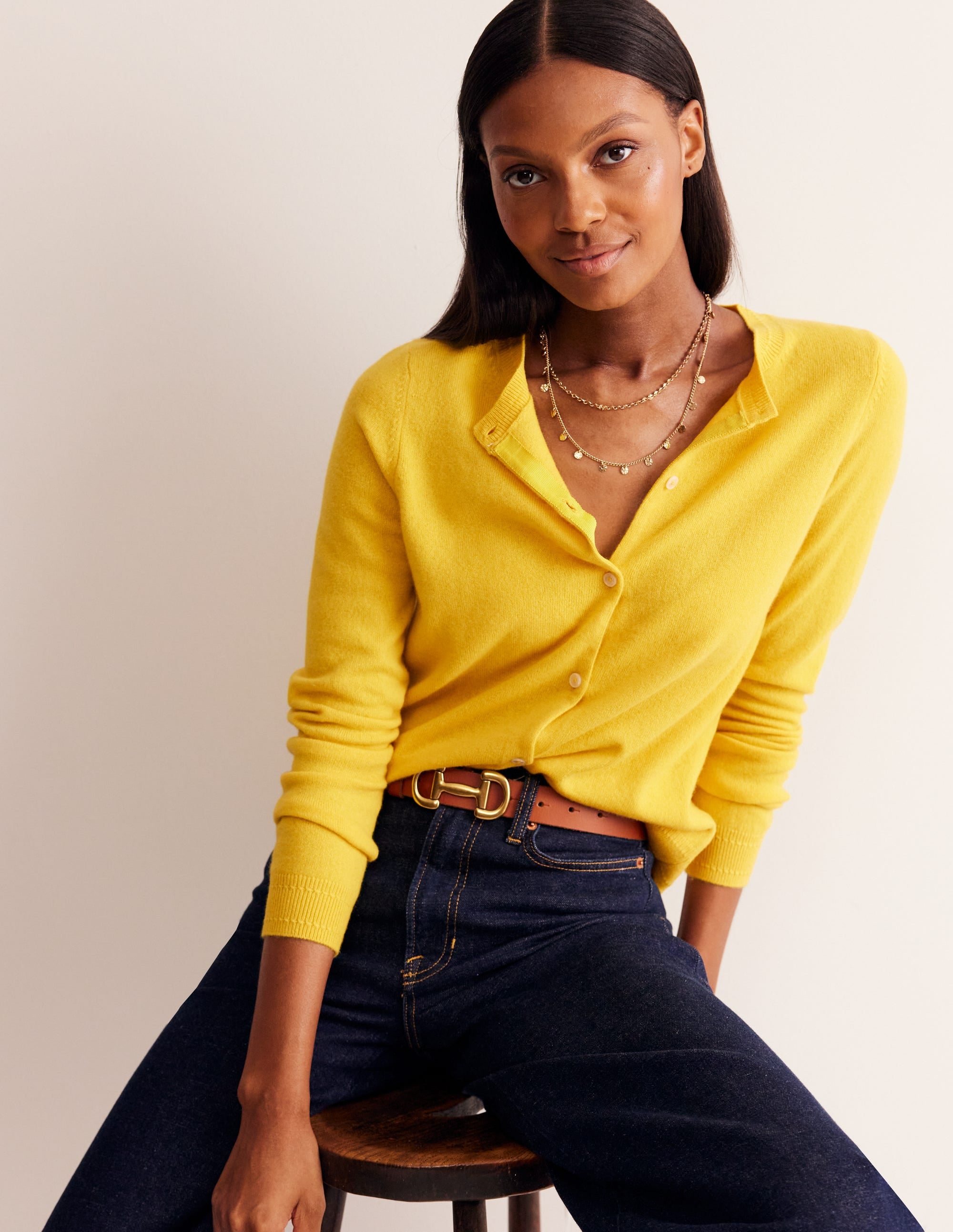Eva Cashmere Crew Cardigan-Passion Fruit - Image 4