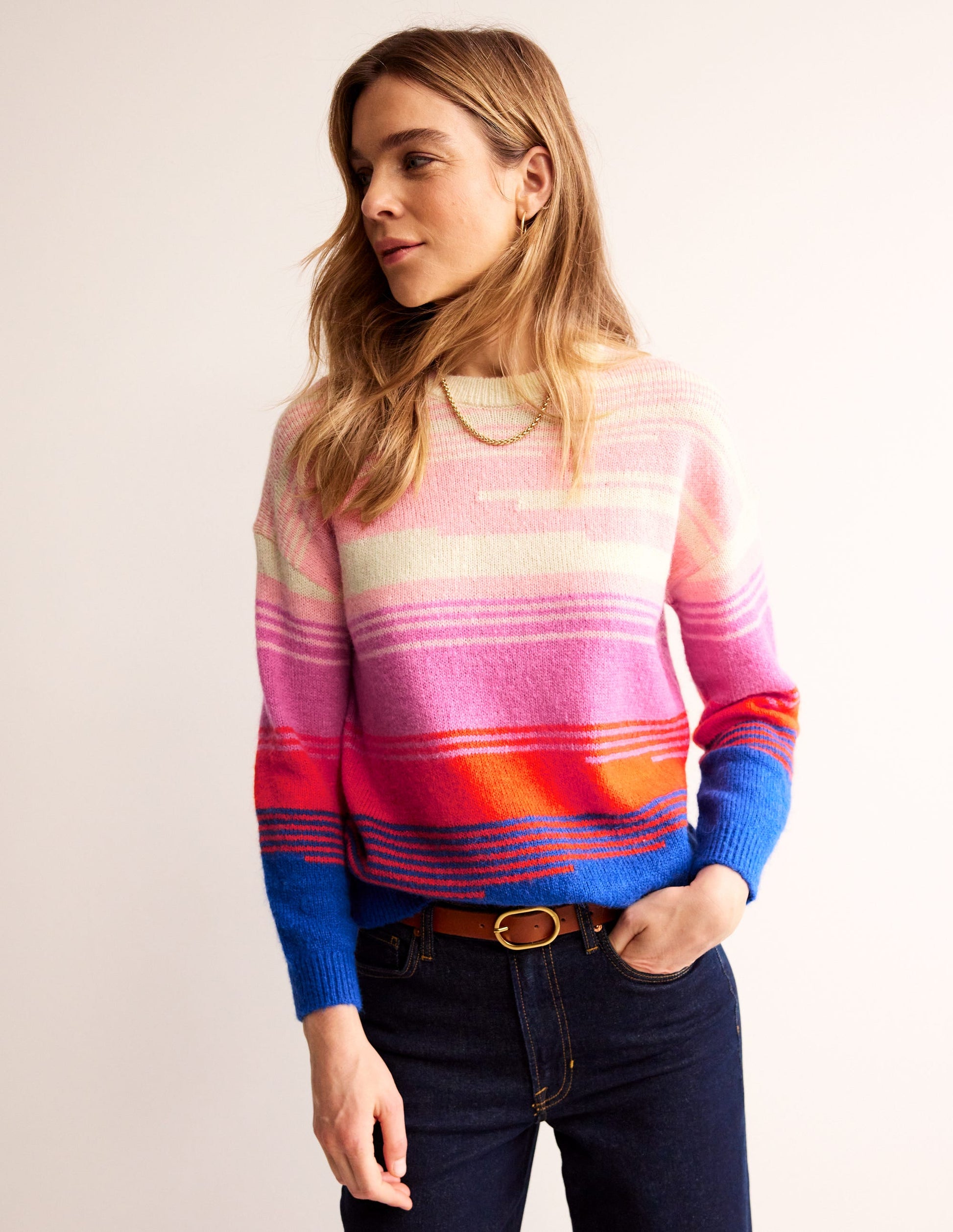 Scenic Crew Neck Jumper-Bright Blue, Scenic Intarsia-1