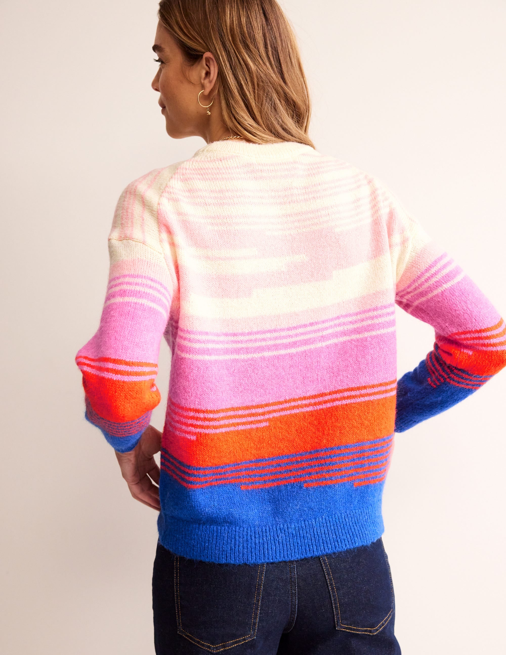 Scenic Crew Neck Jumper-Bright Blue, Scenic Intarsia - Image 3