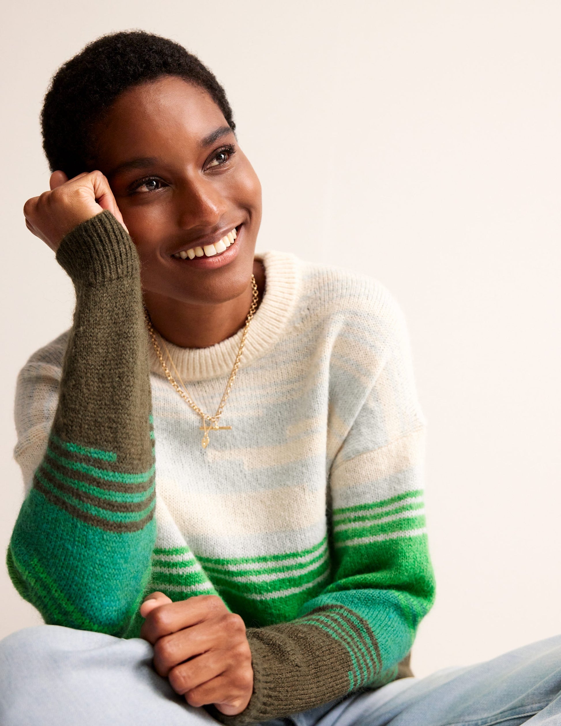 Scenic Crew Neck Jumper-Bright Green, Scenic Intarsia-1