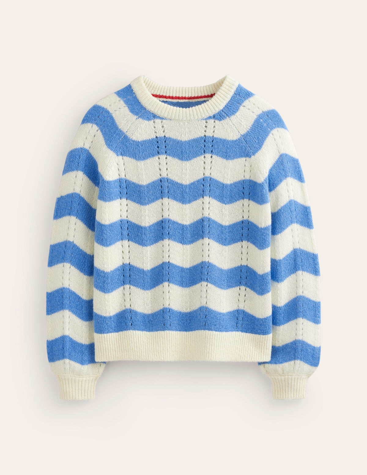 Fluffy Wave Jumper-Bright Blue, Warm Ivory Wave - Image 6