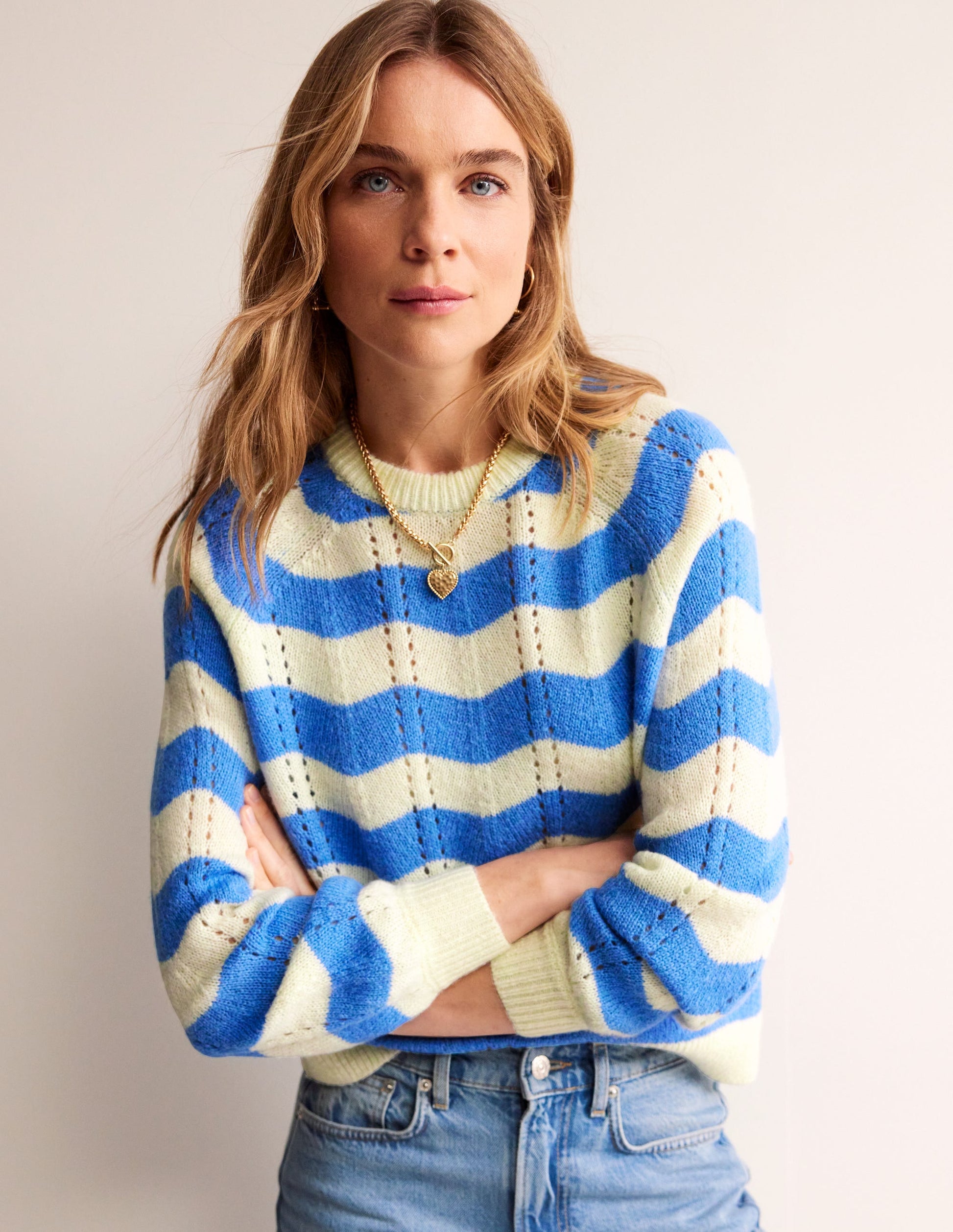Fluffy Wave Jumper-Bright Blue, Warm Ivory Wave-5