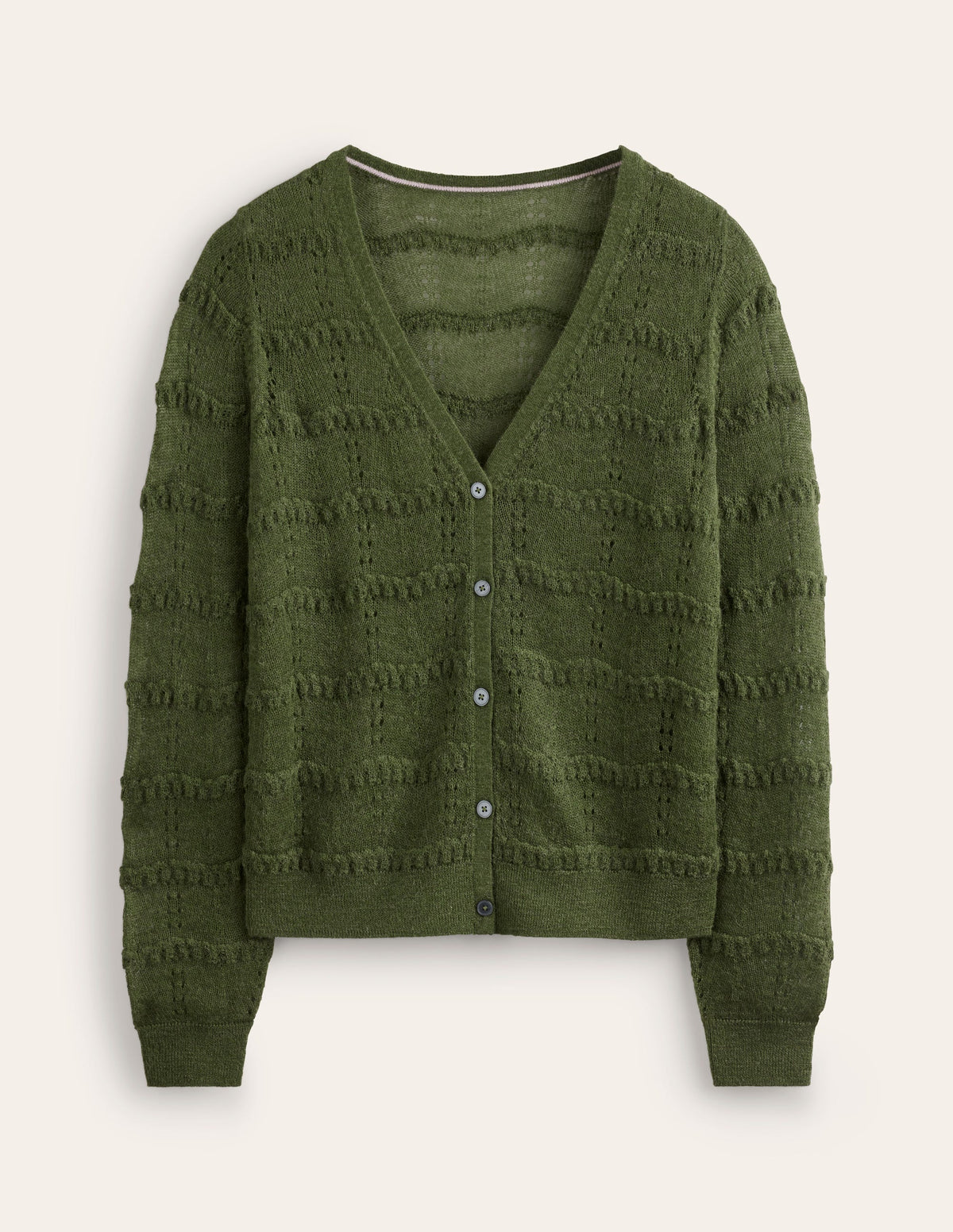 Fluffy Pointelle Cardigan-Garden Green - Image 5