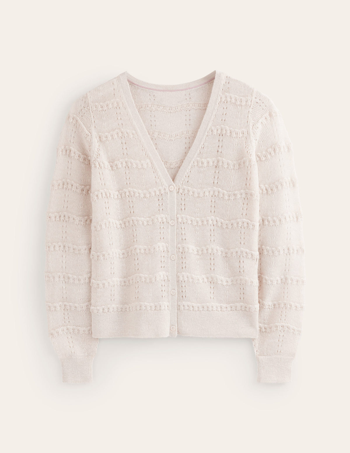Fluffy Pointelle Cardigan-Vanilla-5