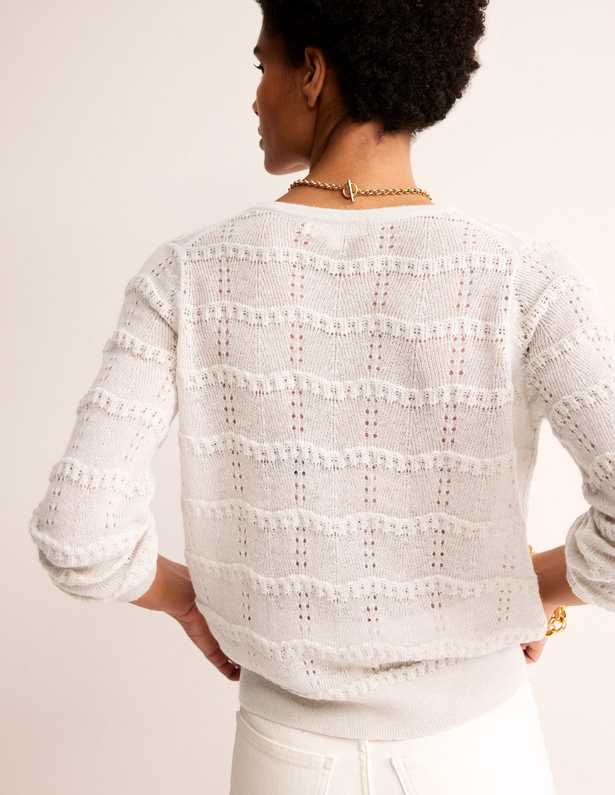 Fluffy Pointelle Cardigan-Vanilla-3