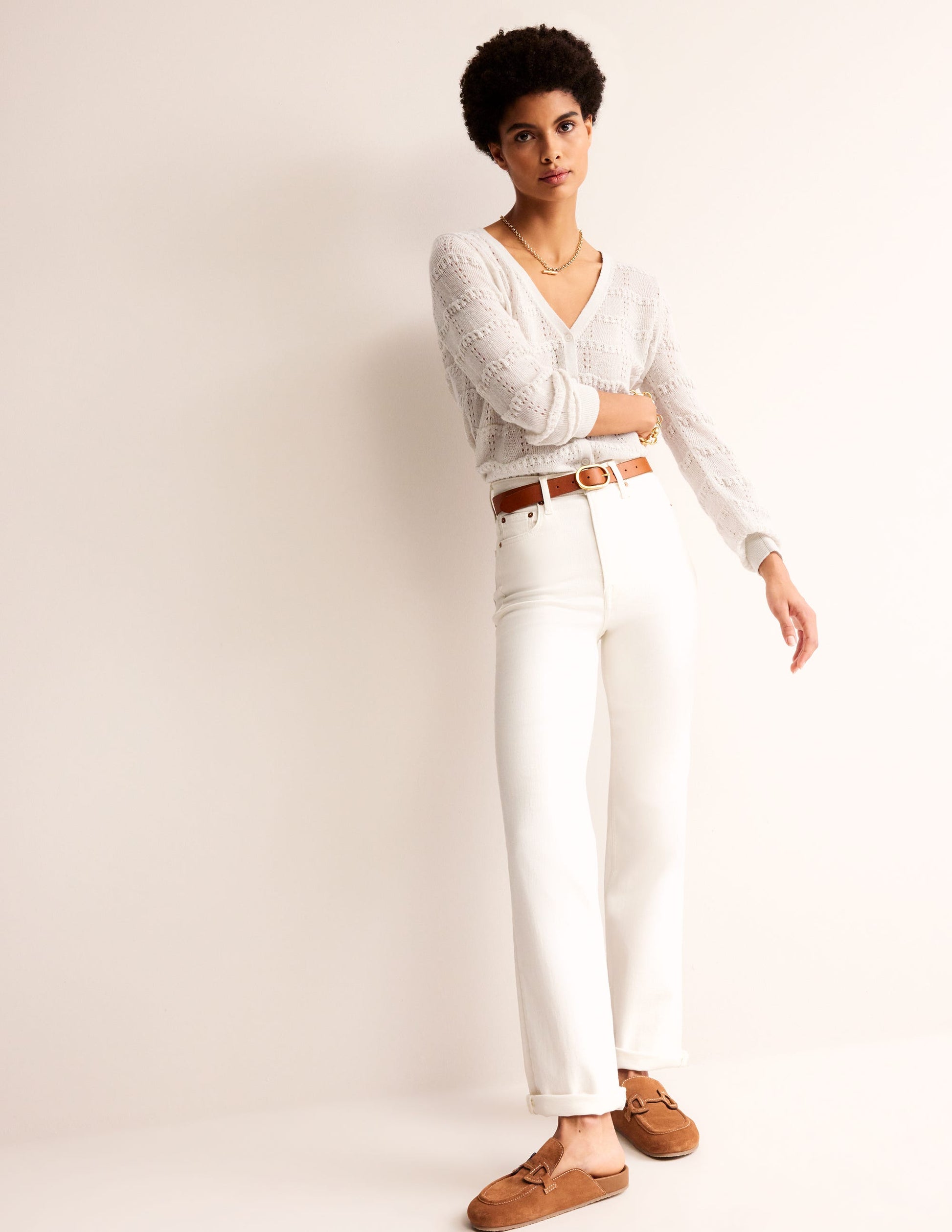 Fluffy Pointelle Cardigan-Vanilla-4