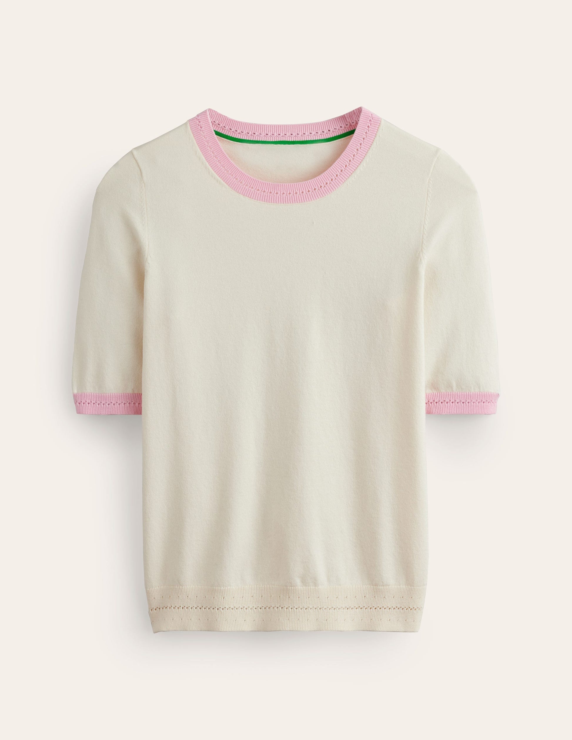 Catriona Cotton Crew T-Shirt-Warm Ivory/Spring Blossom Pink-5