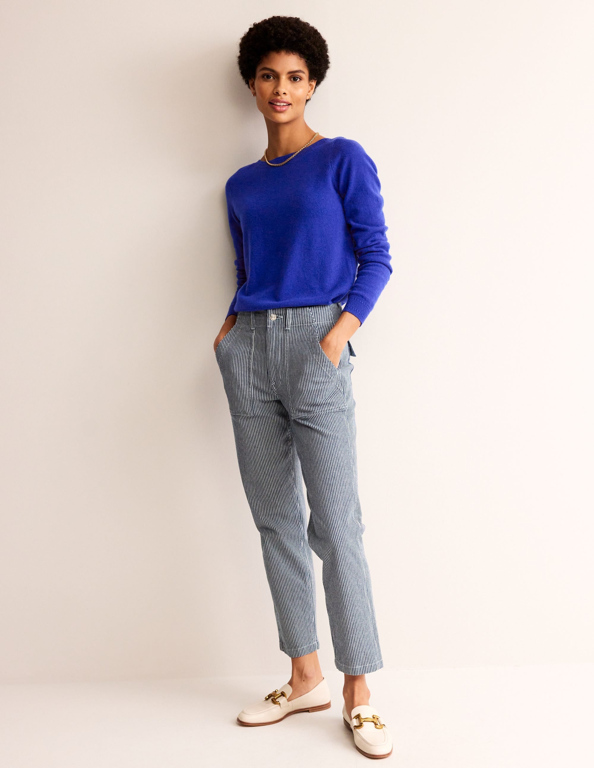 Eva Cashmere Boat Neck Jumper-Bright Blue - Image 4