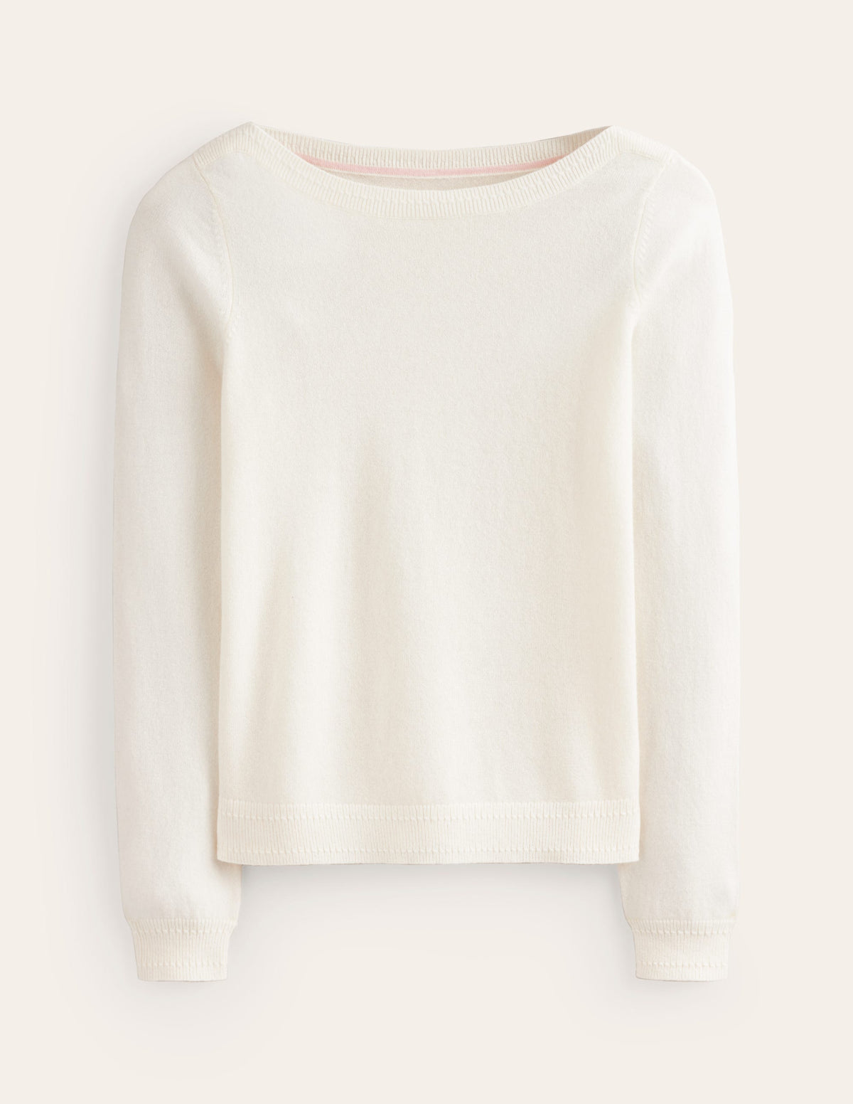 Eva Cashmere Boat Neck Jumper-Warm Ivory - Image 5