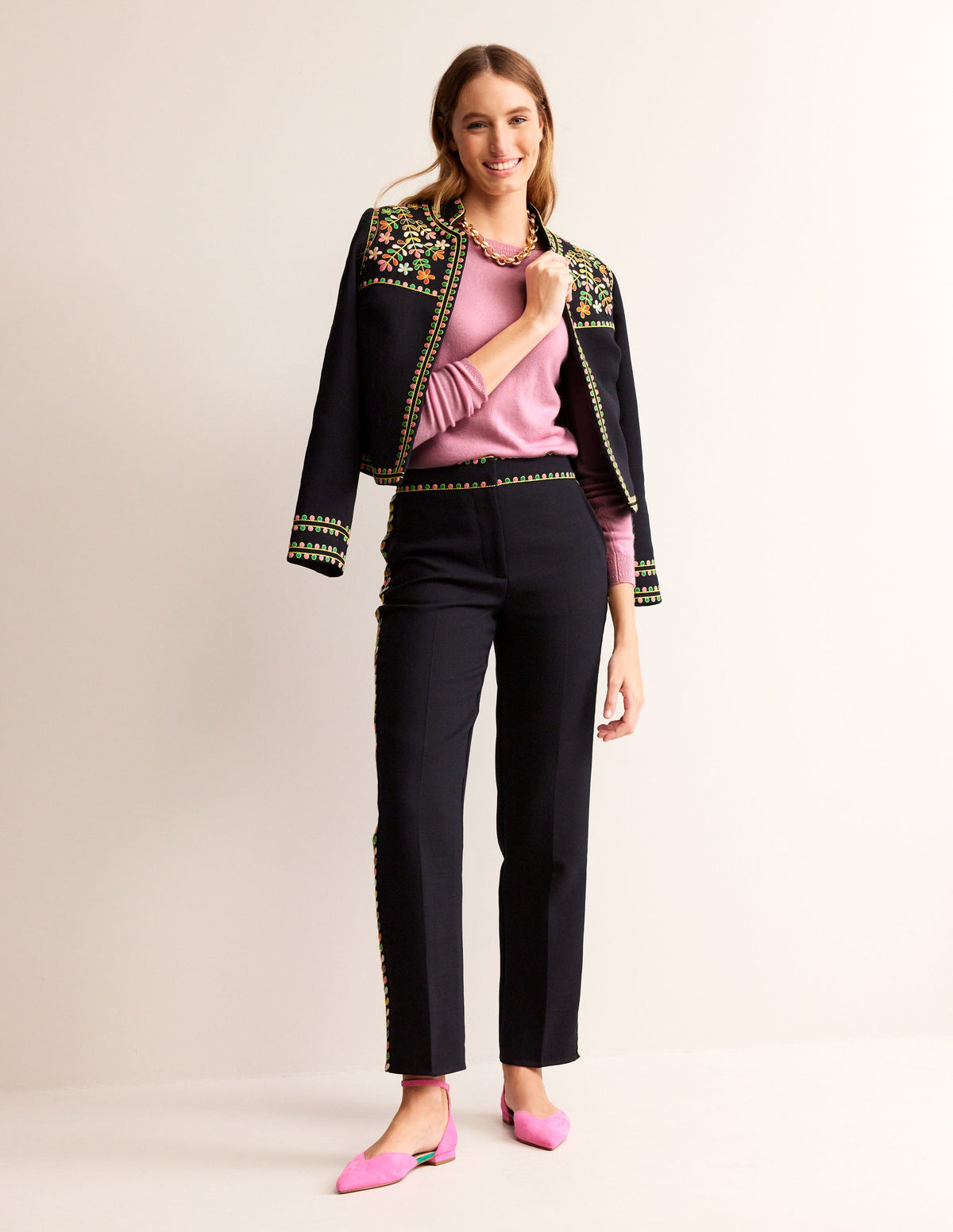 Eva Cashmere Boat Neck Jumper-Spring Blossom Pink - Image 4