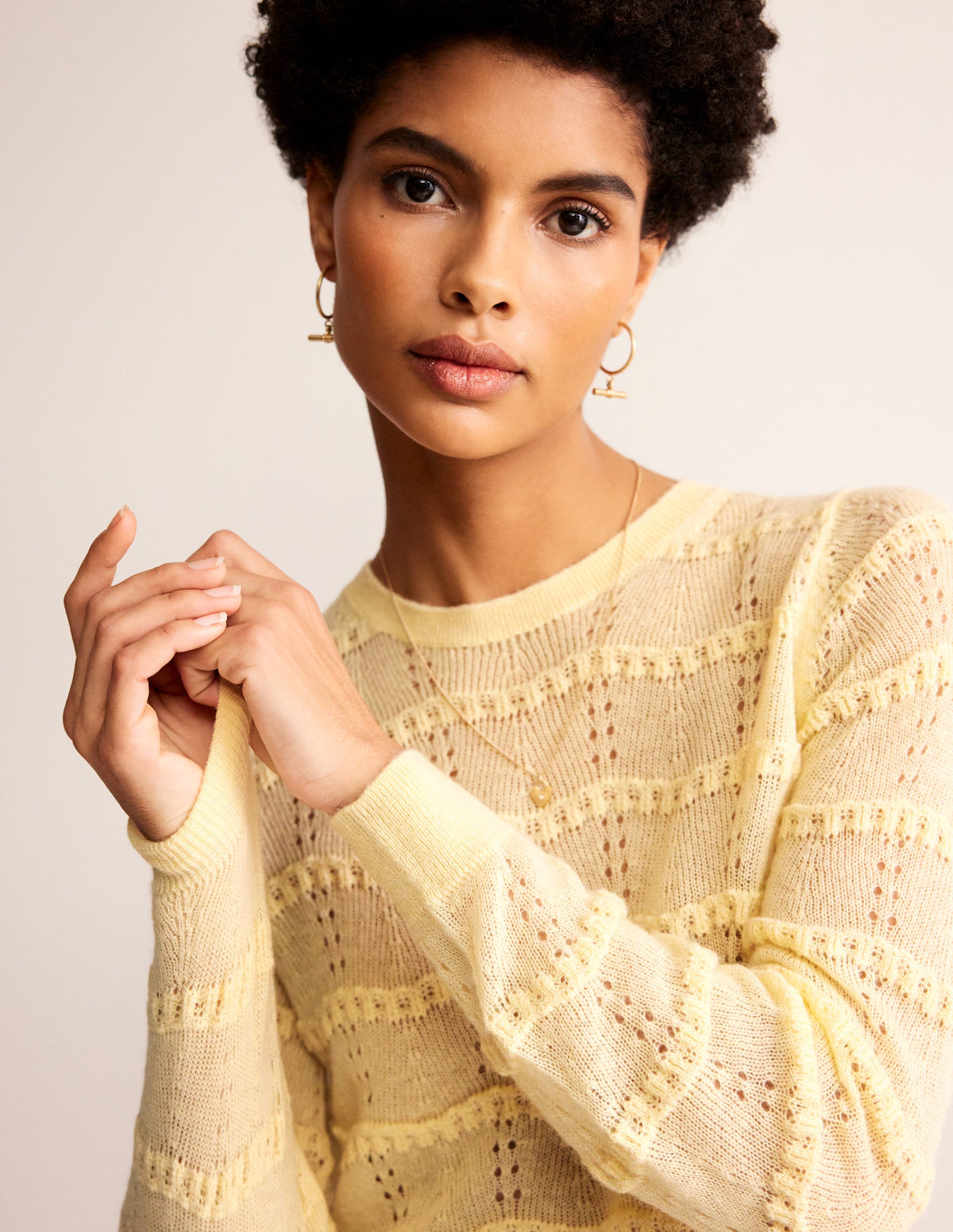 Fluffy Pointelle Stitch Jumper-Pear-2