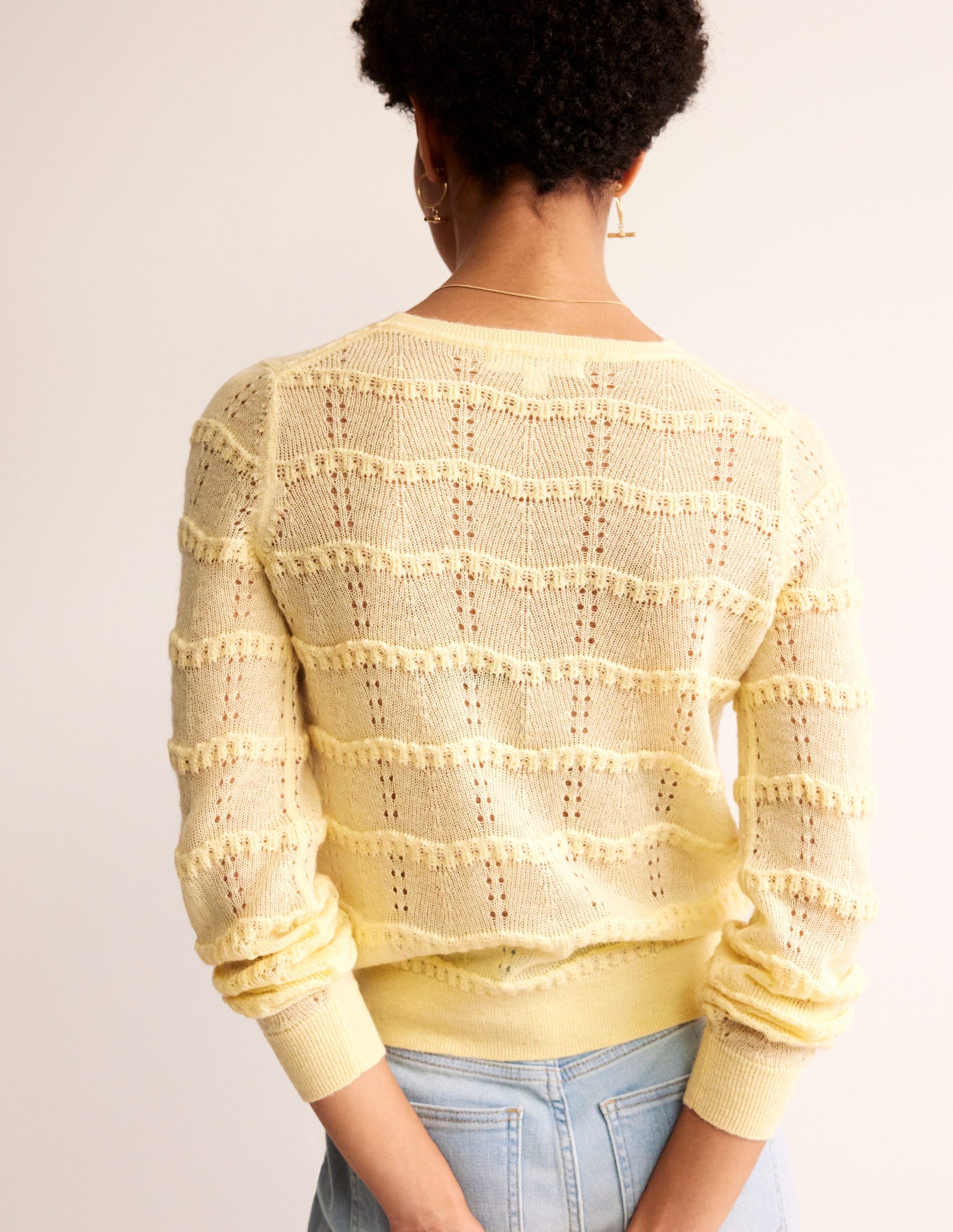 Fluffy Pointelle Stitch Jumper-Pear-3