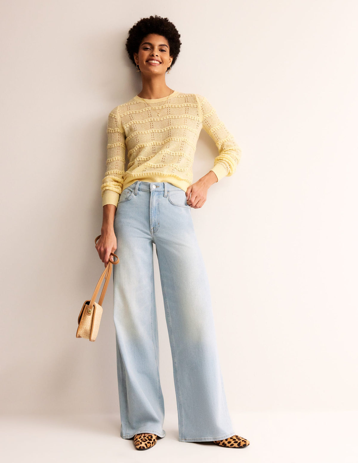 Fluffy Pointelle Stitch Jumper-Pear-4