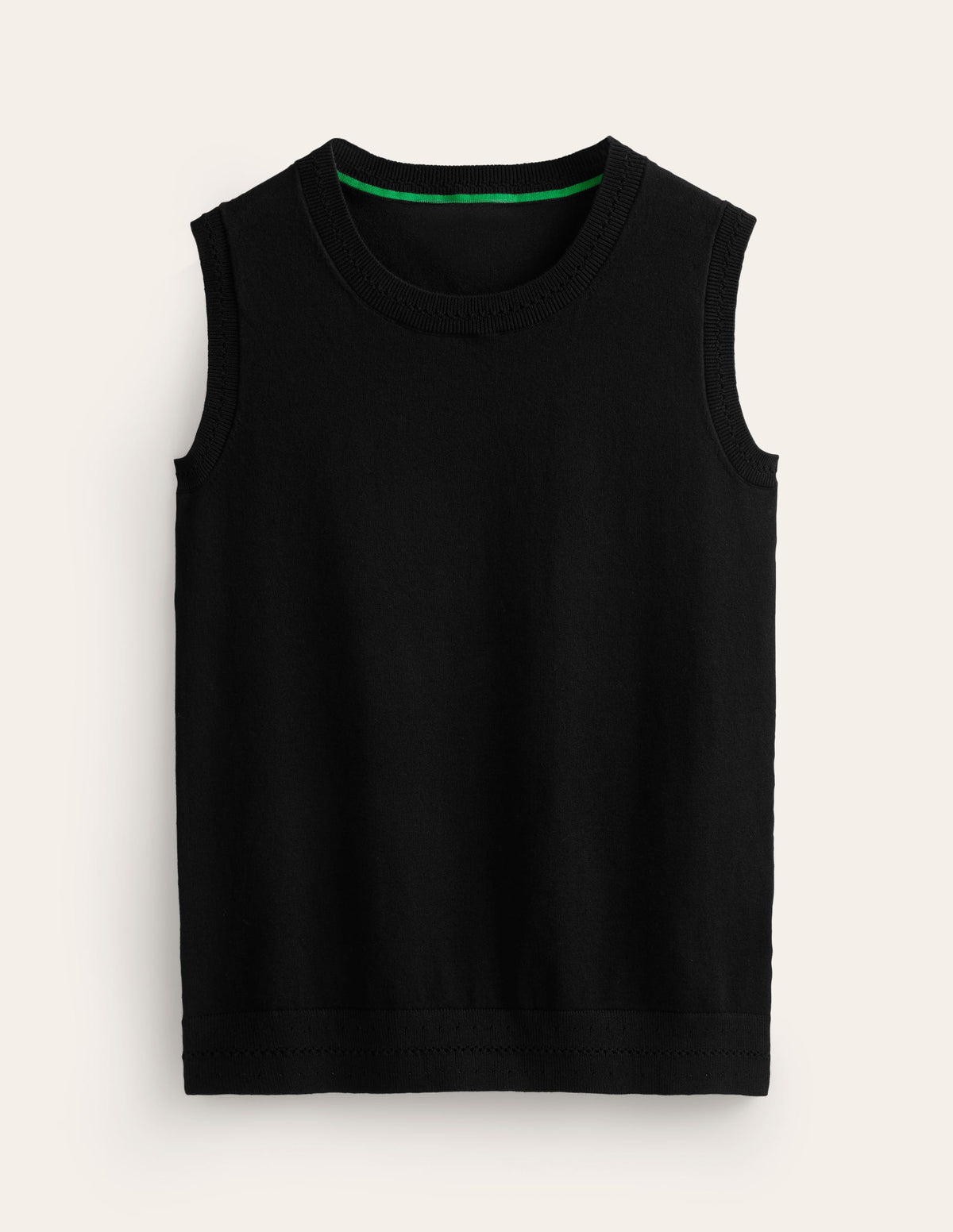 Catriona Crew Neck Cotton Tank-Black - Image 7