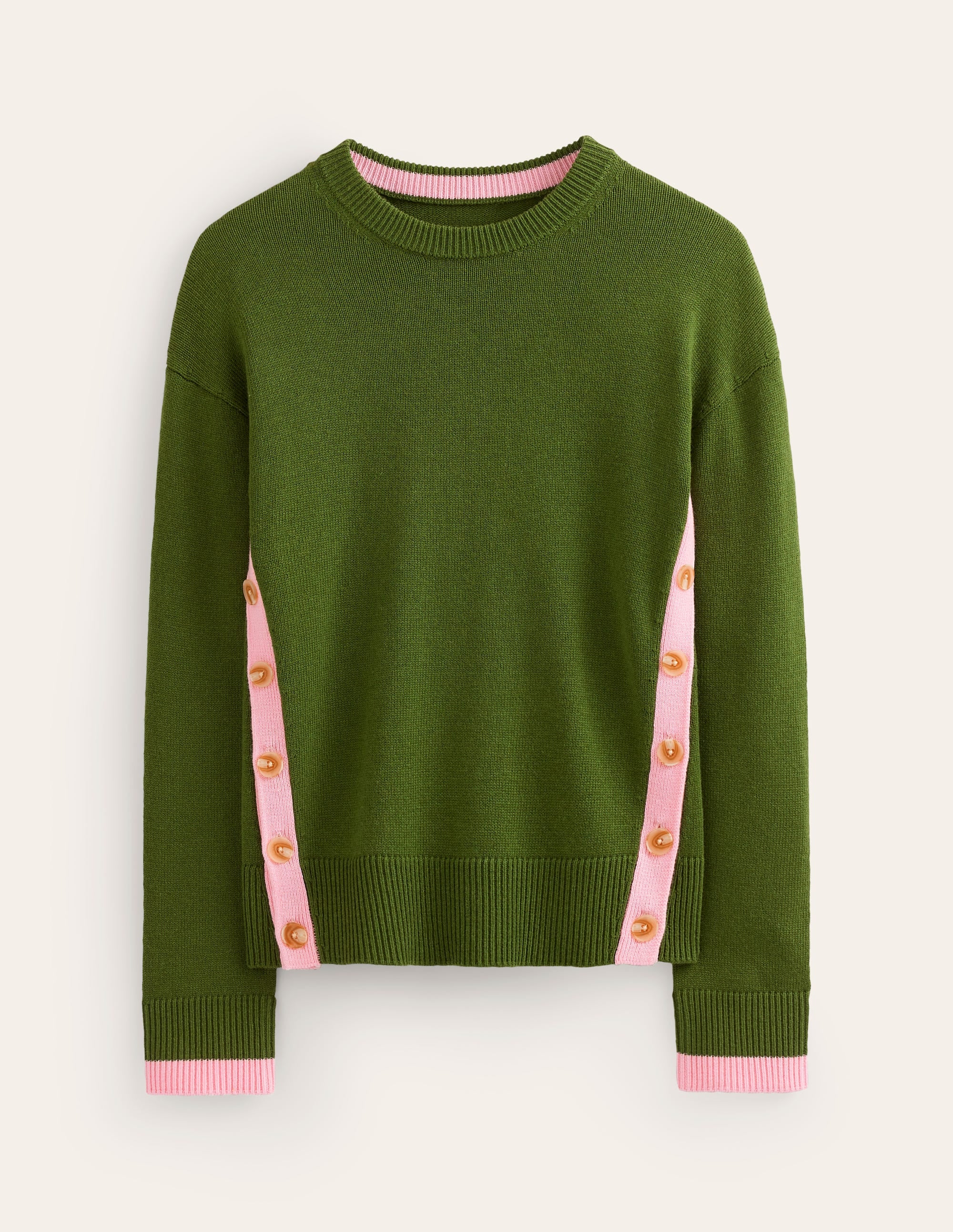 Alma Contrast Trim Jumper-Garden Green, Spring Blossom - Image 5