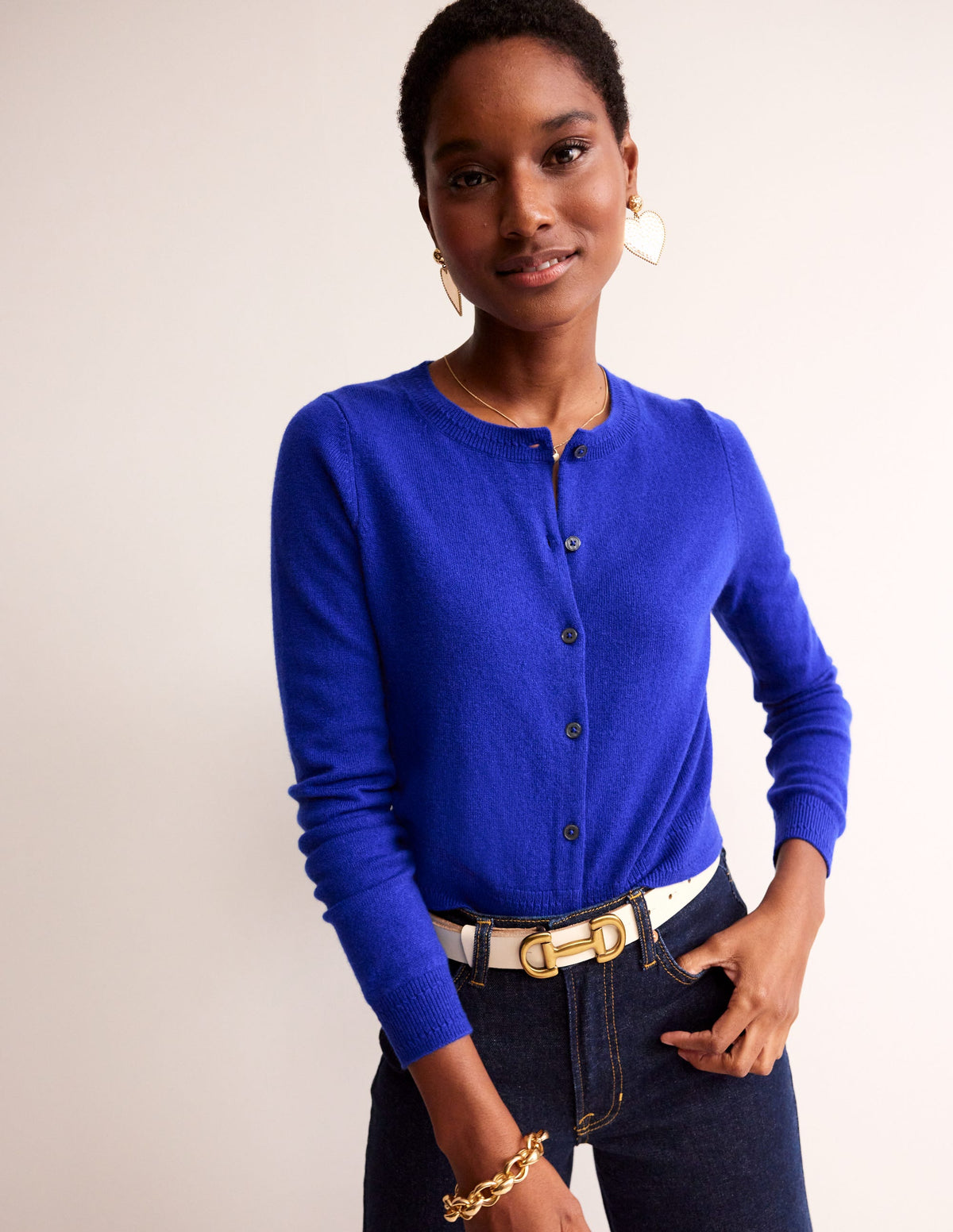 Eva Cashmere Cropped Cardigan-Bright Blue-1