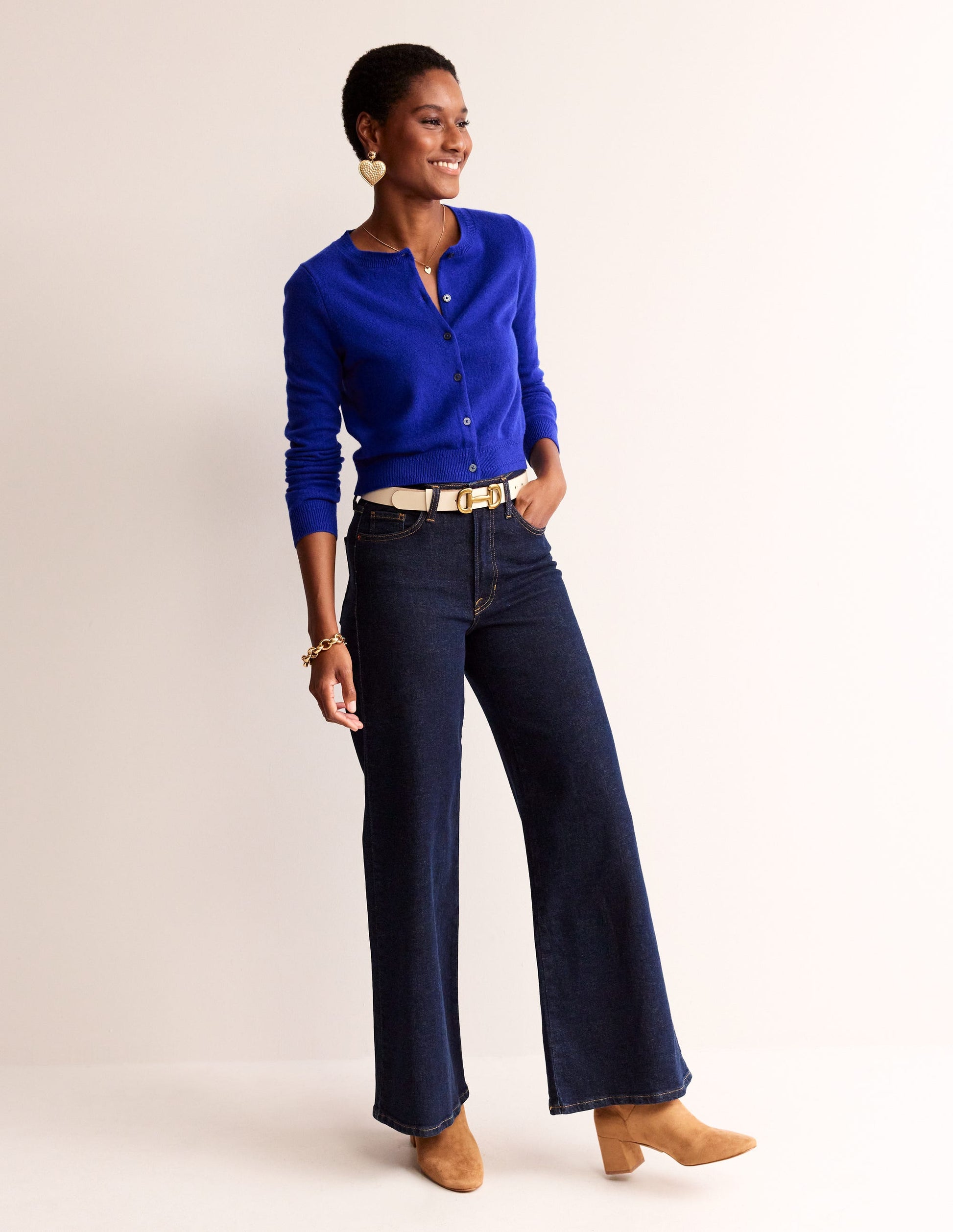 Eva Cashmere Cropped Cardigan-Bright Blue-4