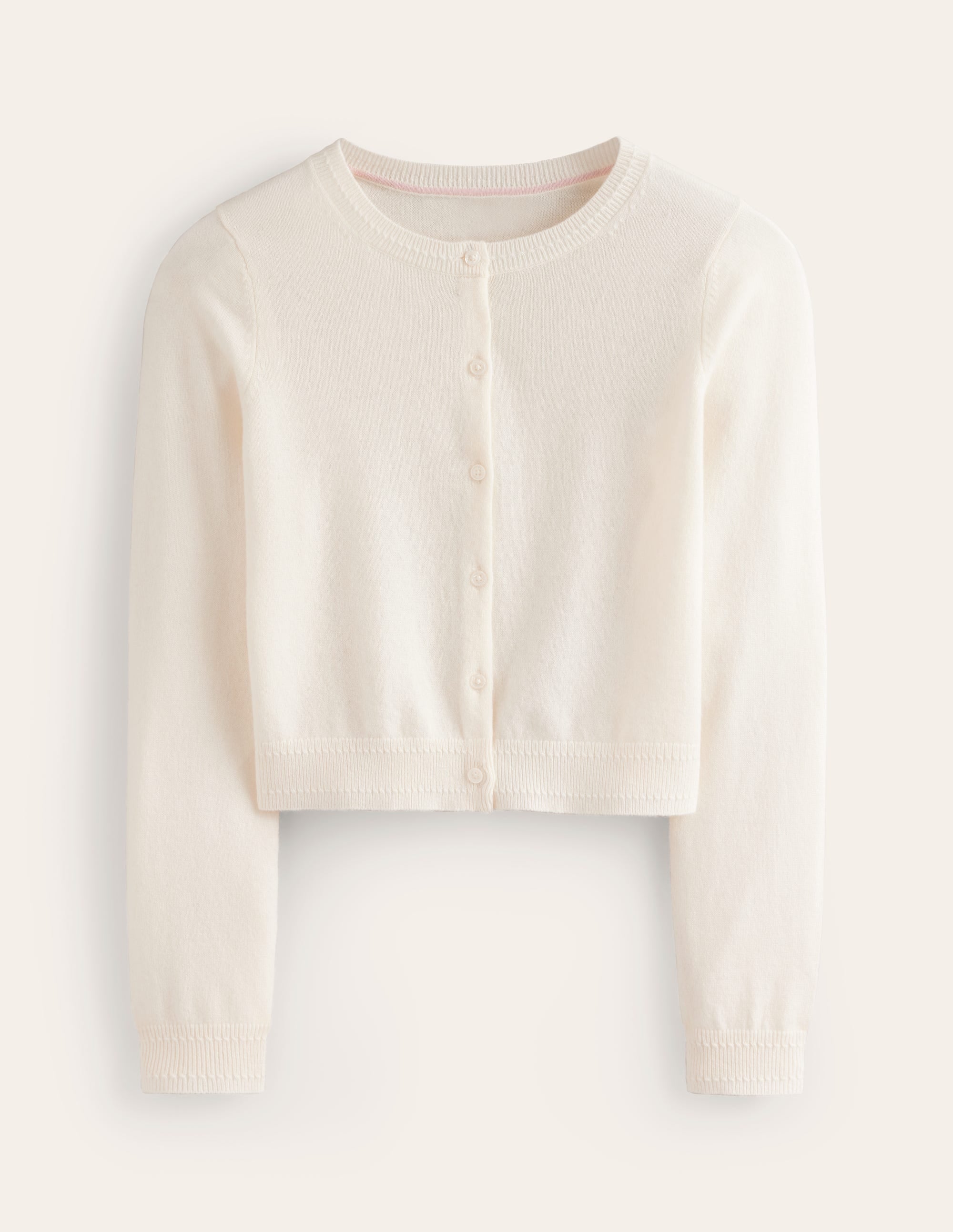 Eva Cashmere Cropped Cardigan-Warm Ivory - Image 5