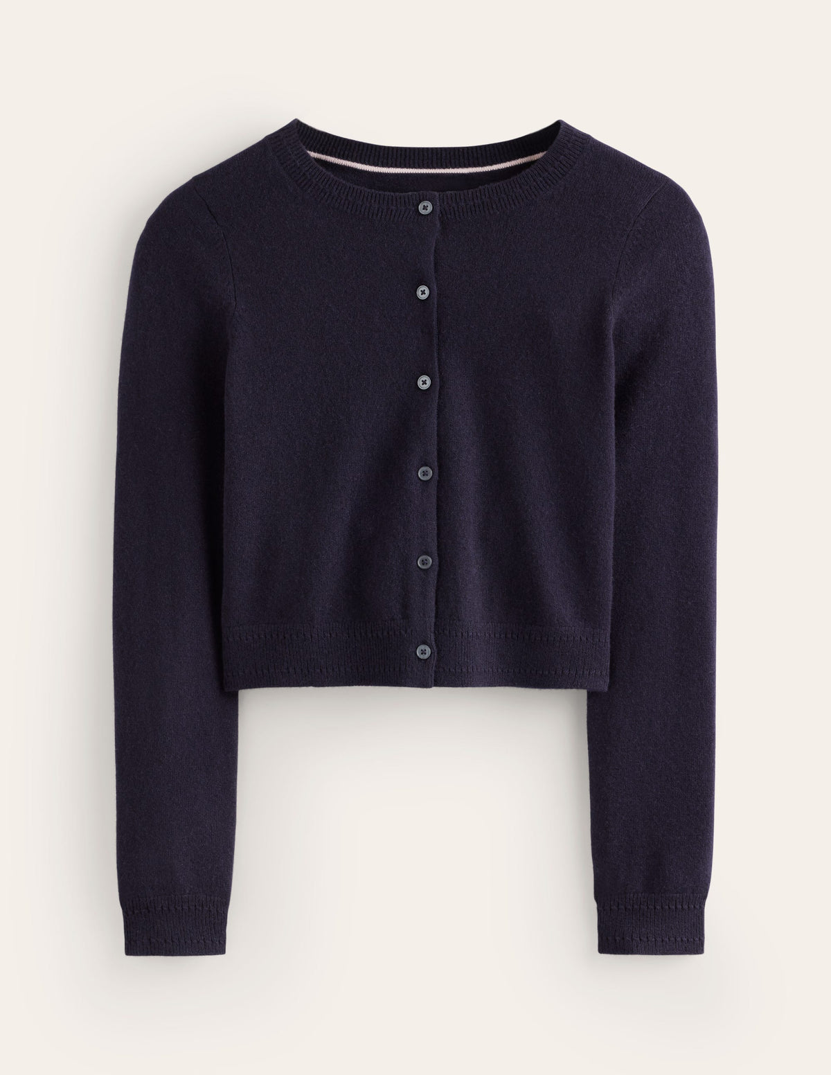 Eva Cashmere Cropped Cardigan-Navy - Image 5