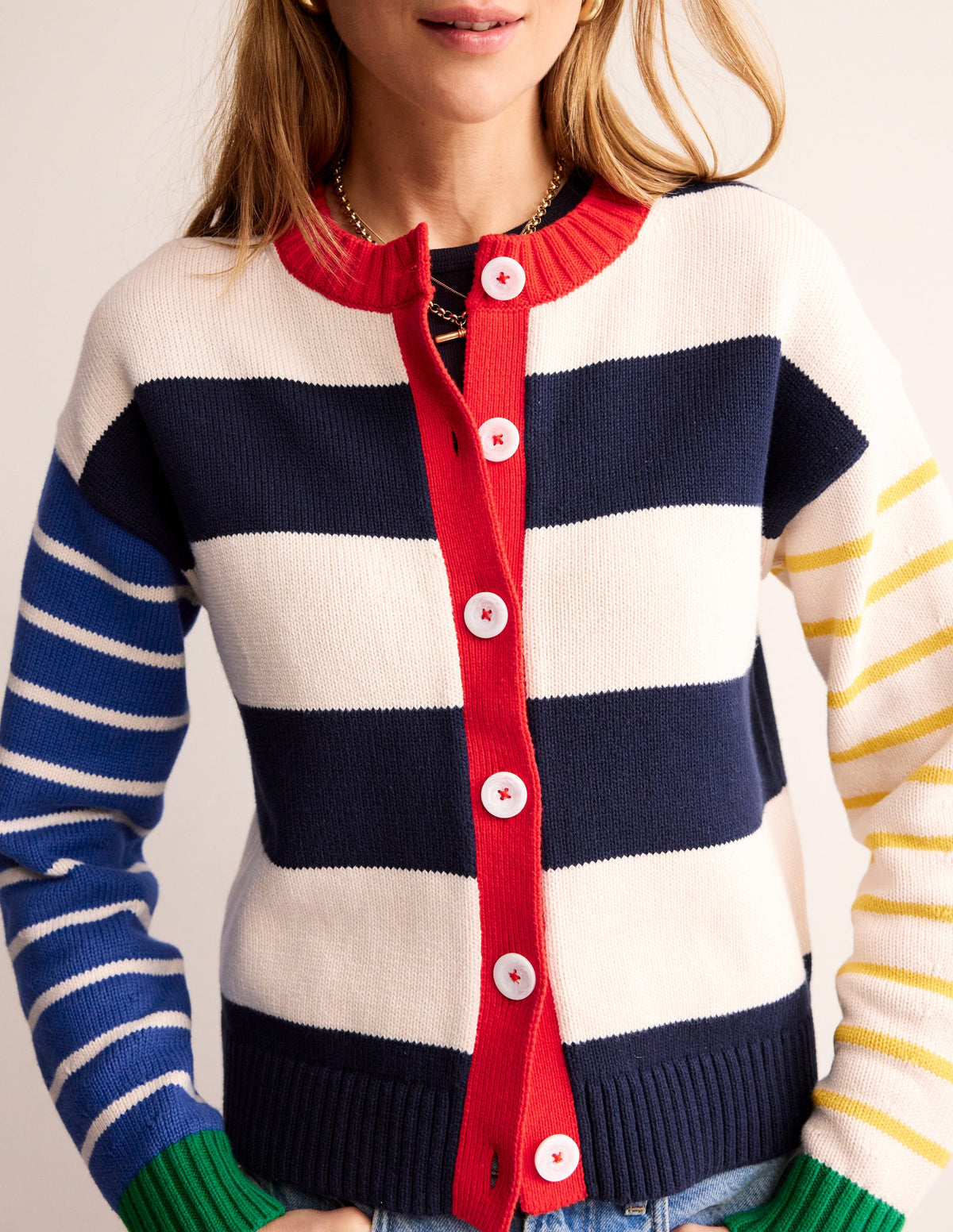Hotch Potch Cotton Cardigan-Multi Stripe - Image 2