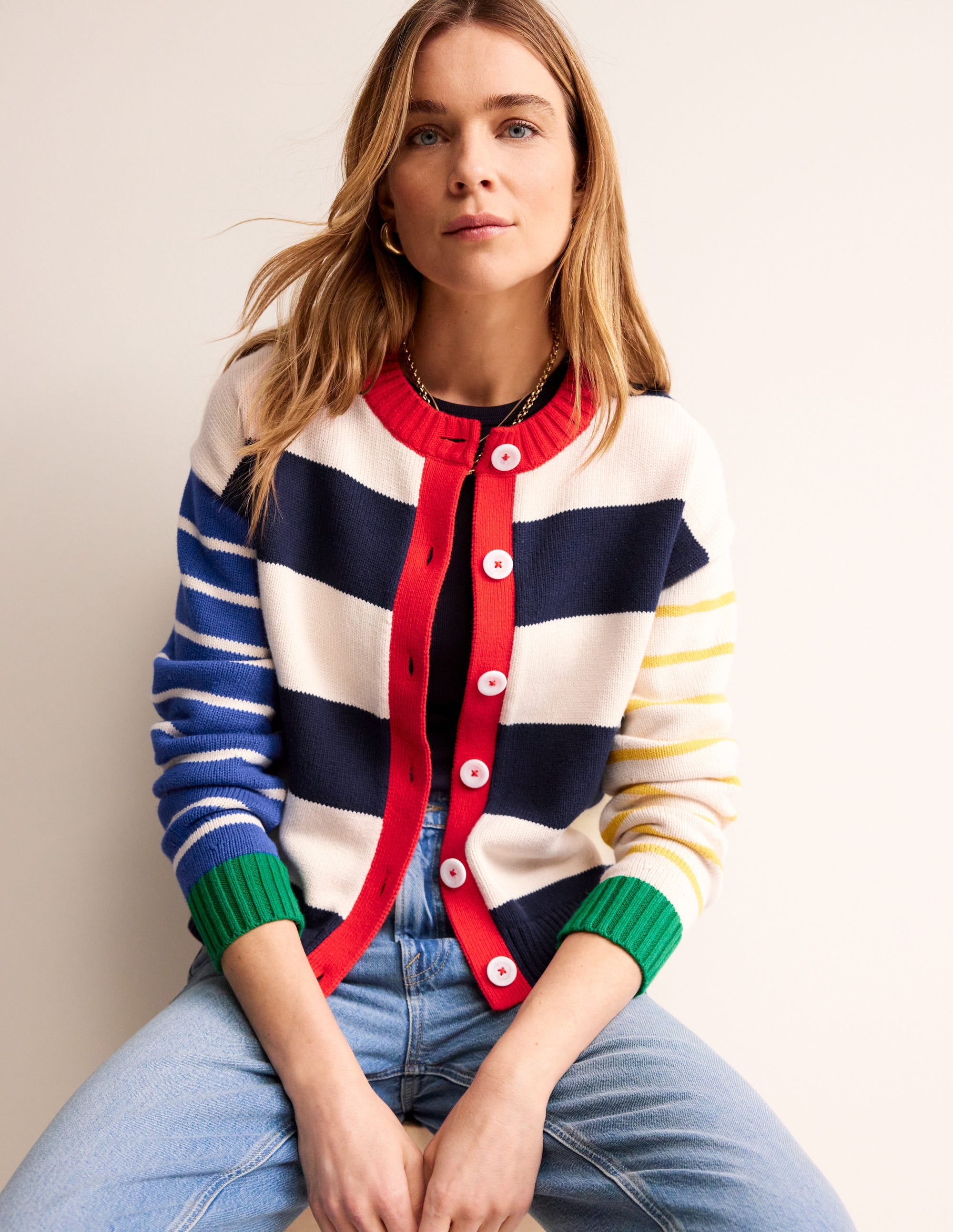Hotch Potch Cotton Cardigan-Multi Stripe - Image 4