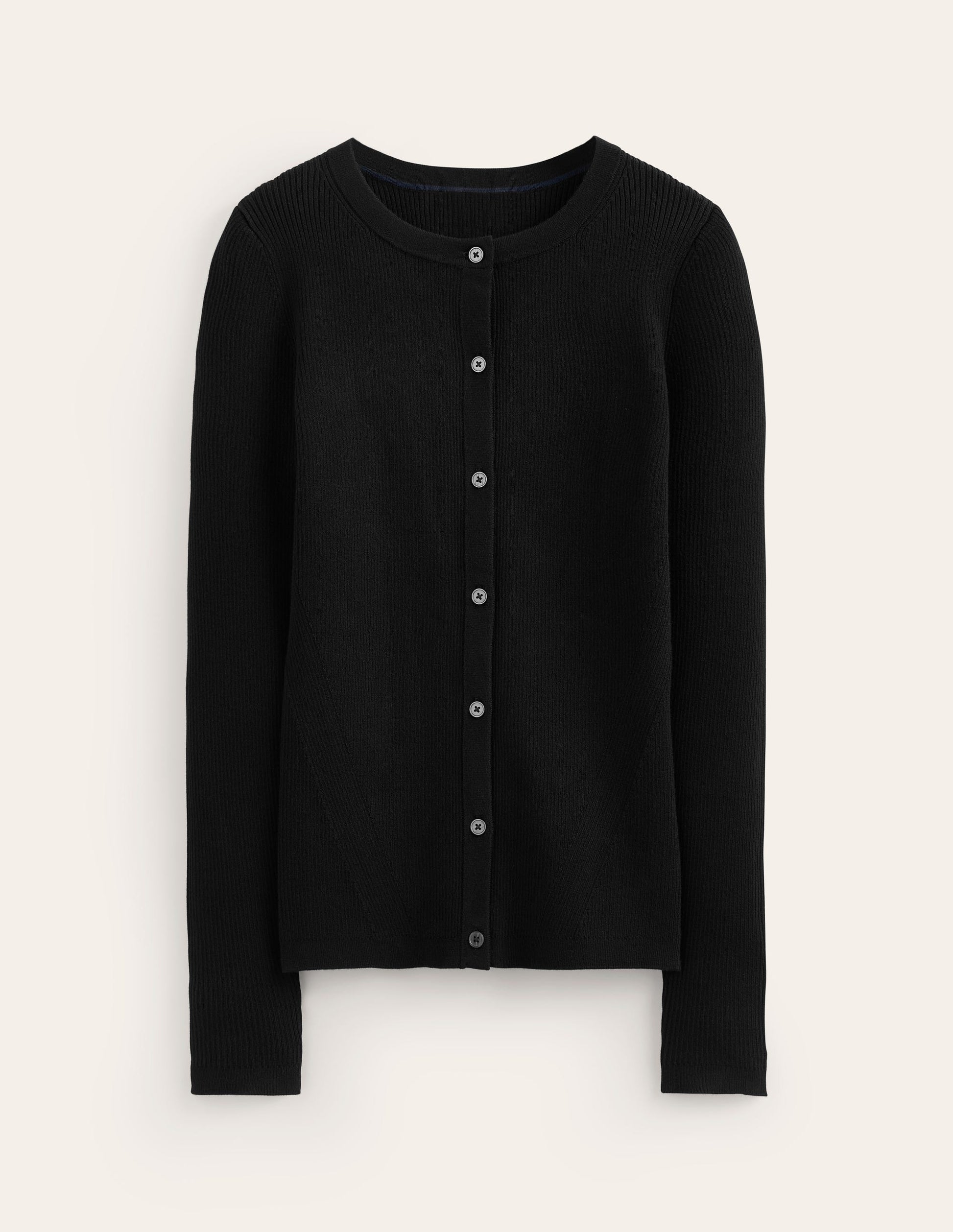 Cotton Rib Cardigan-Black-5