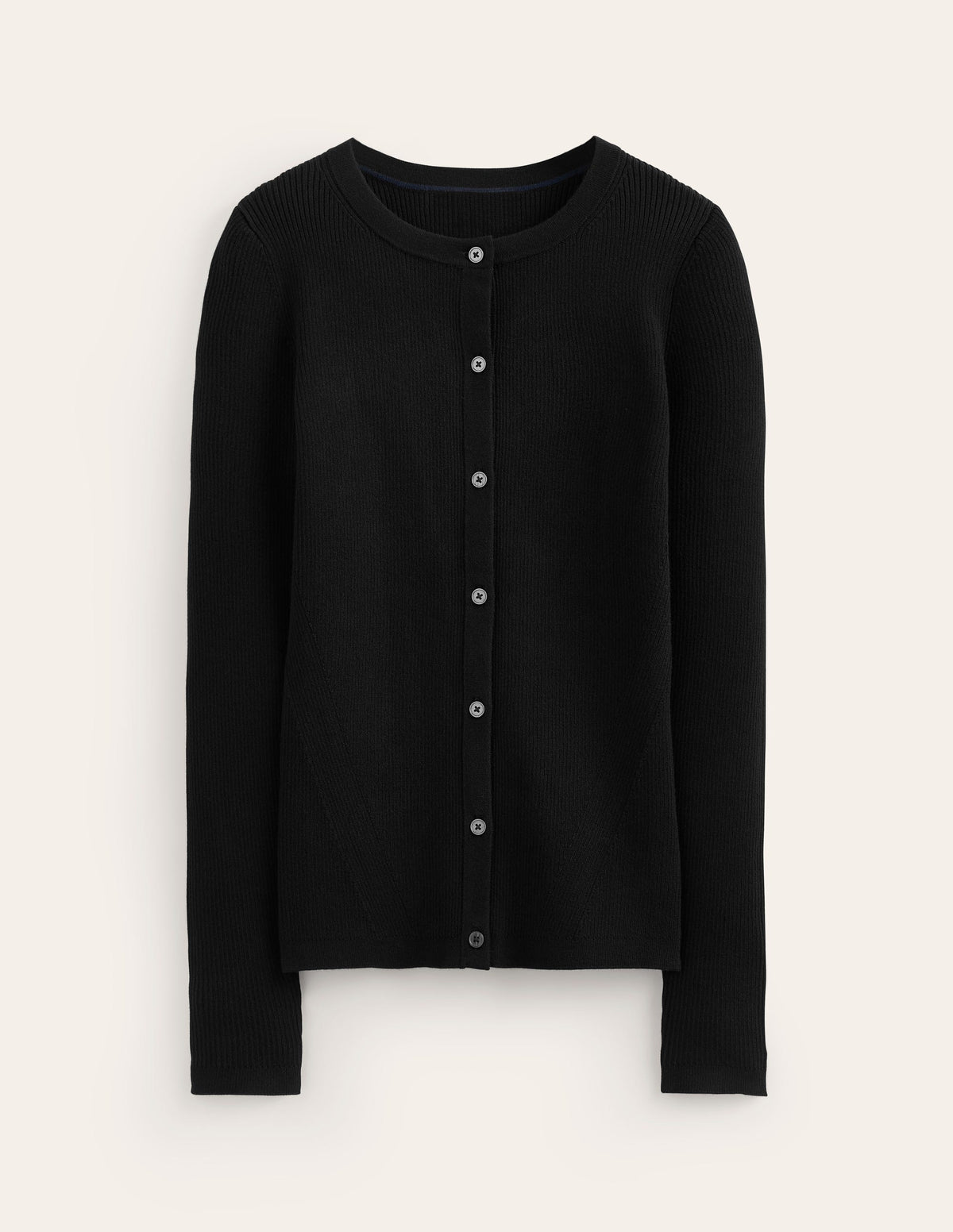 Cotton Rib Cardigan-Black - Image 5