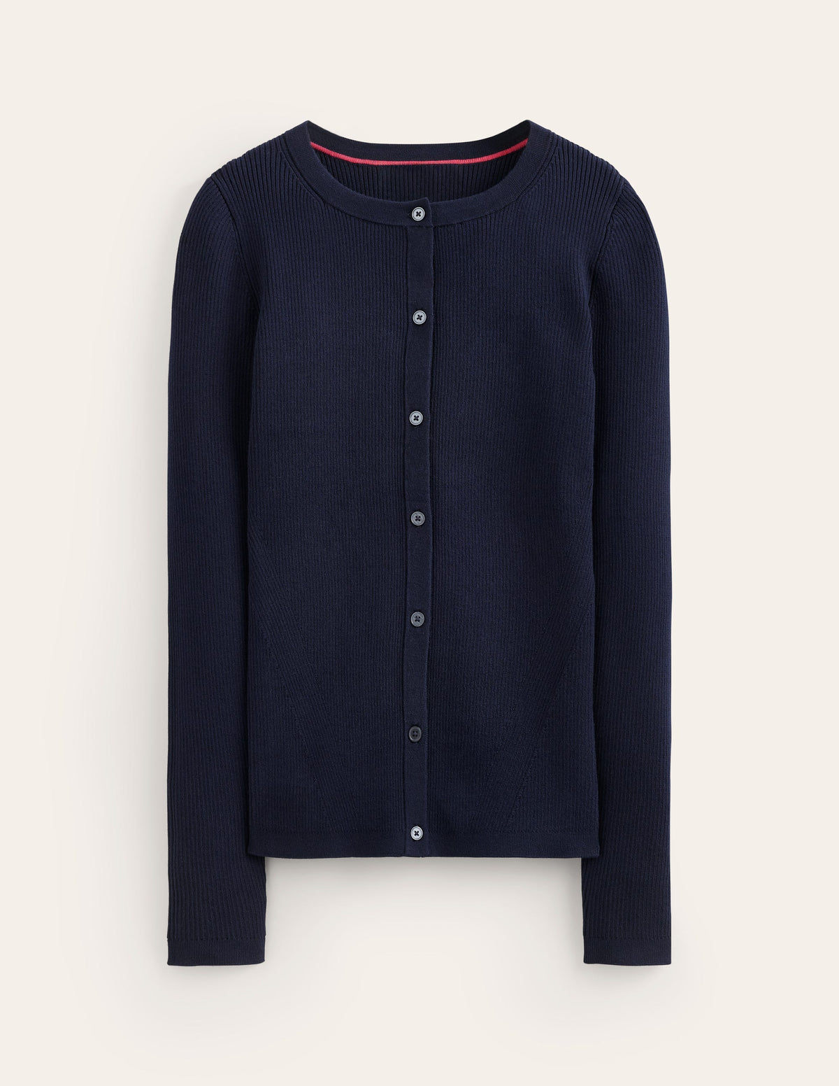 Cotton Rib Cardigan-Navy - Image 5