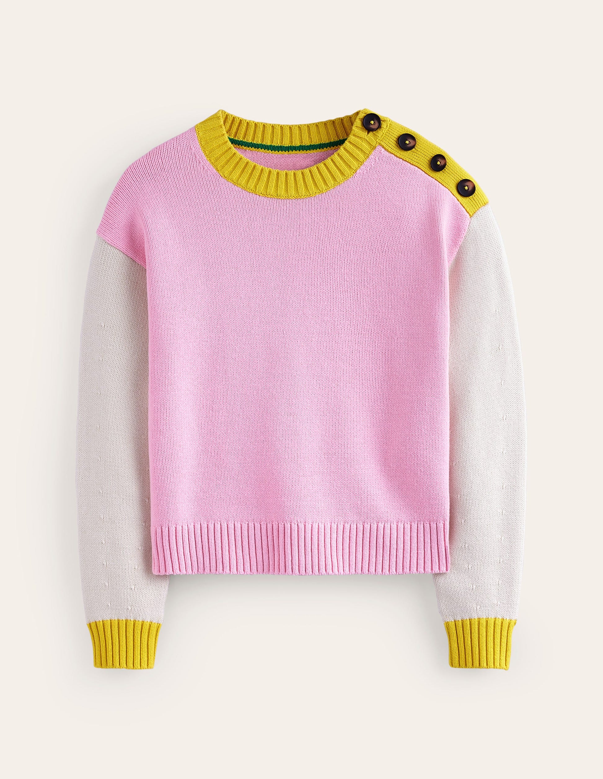 Hotch Potch Cotton Jumper-Blossom Pink, Warm Ivory-5