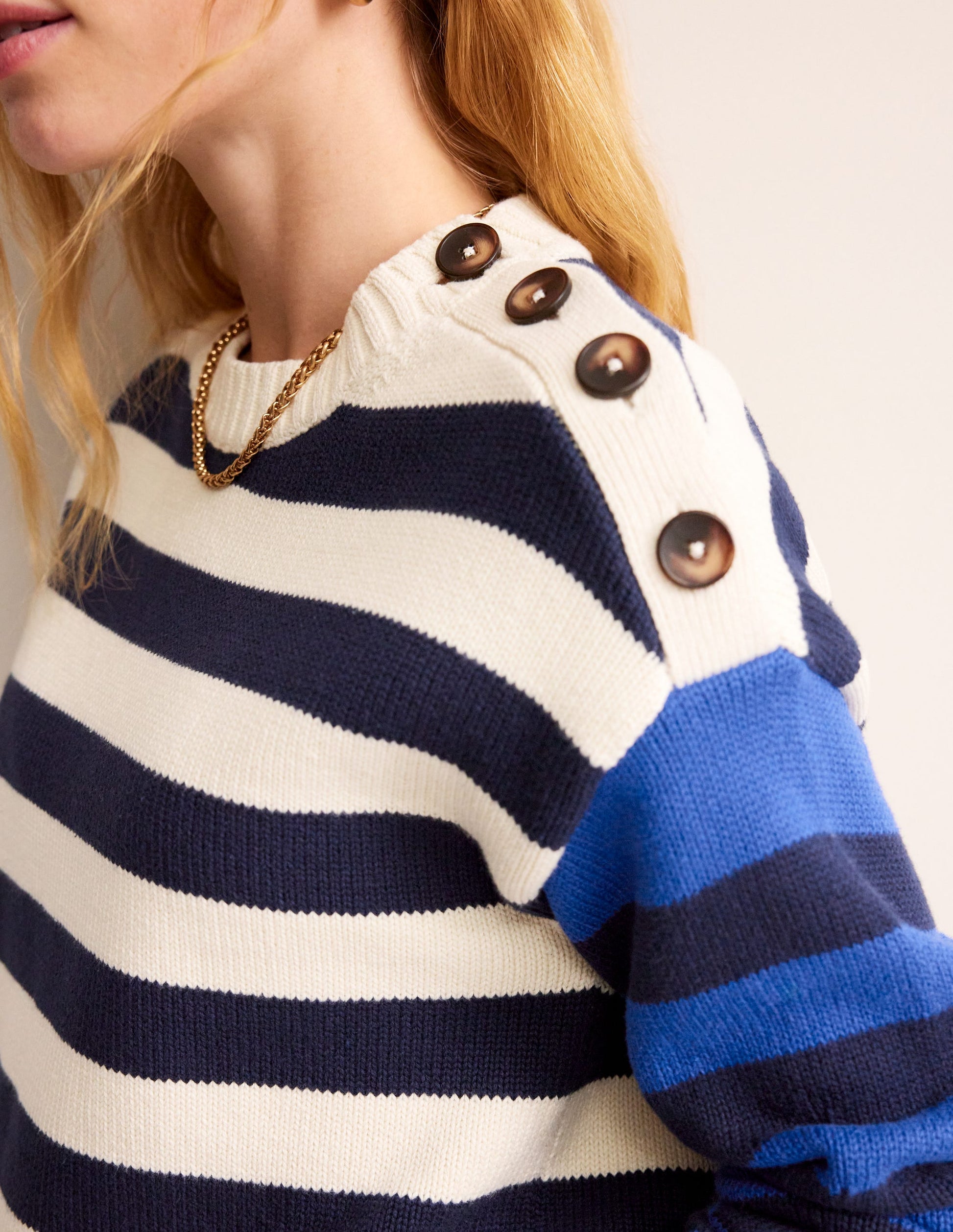 Hotch Potch Cotton Jumper-Naval Academy, Ivory Stripe-2