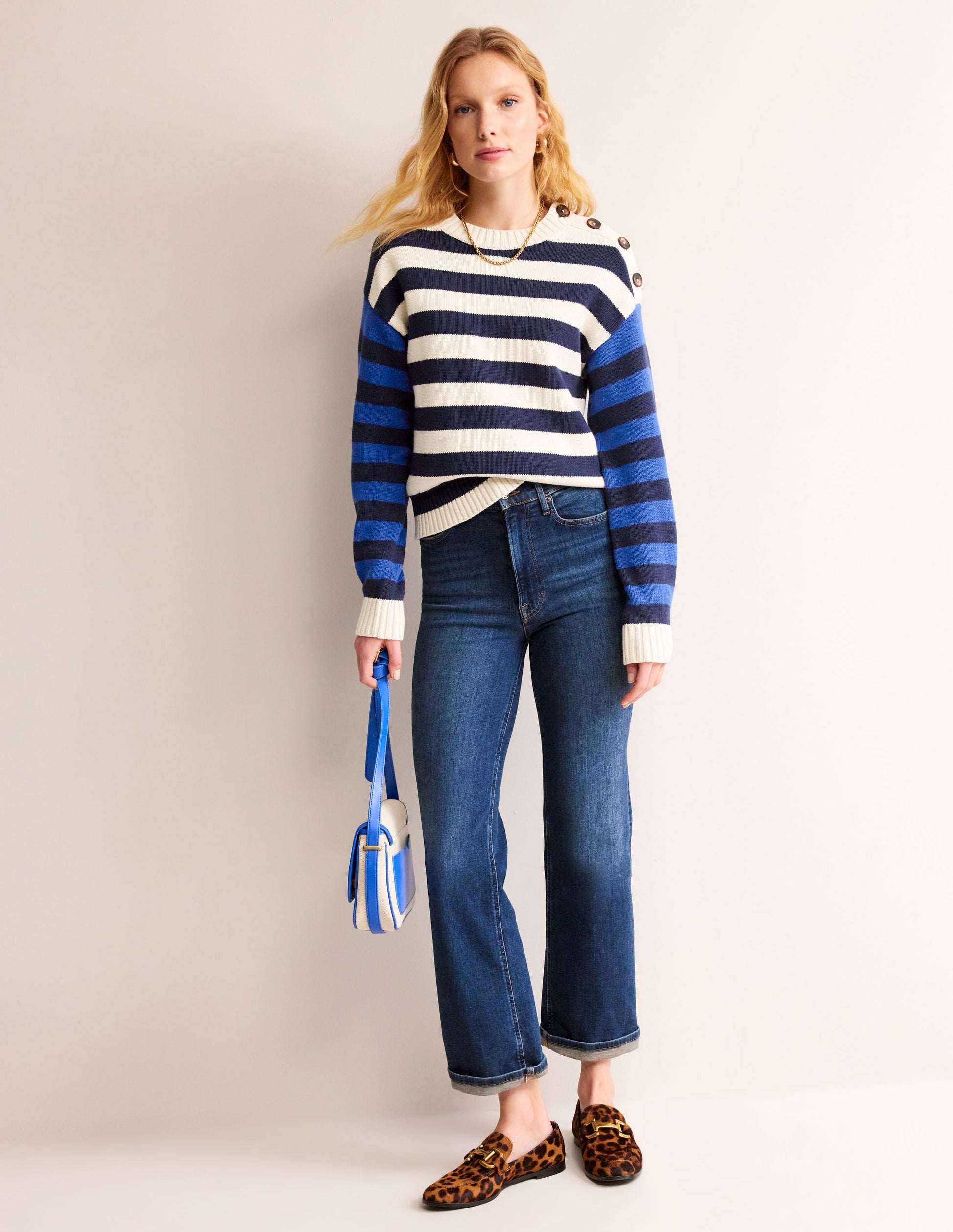 Hotch Potch Cotton Jumper-Naval Academy, Ivory Stripe-4