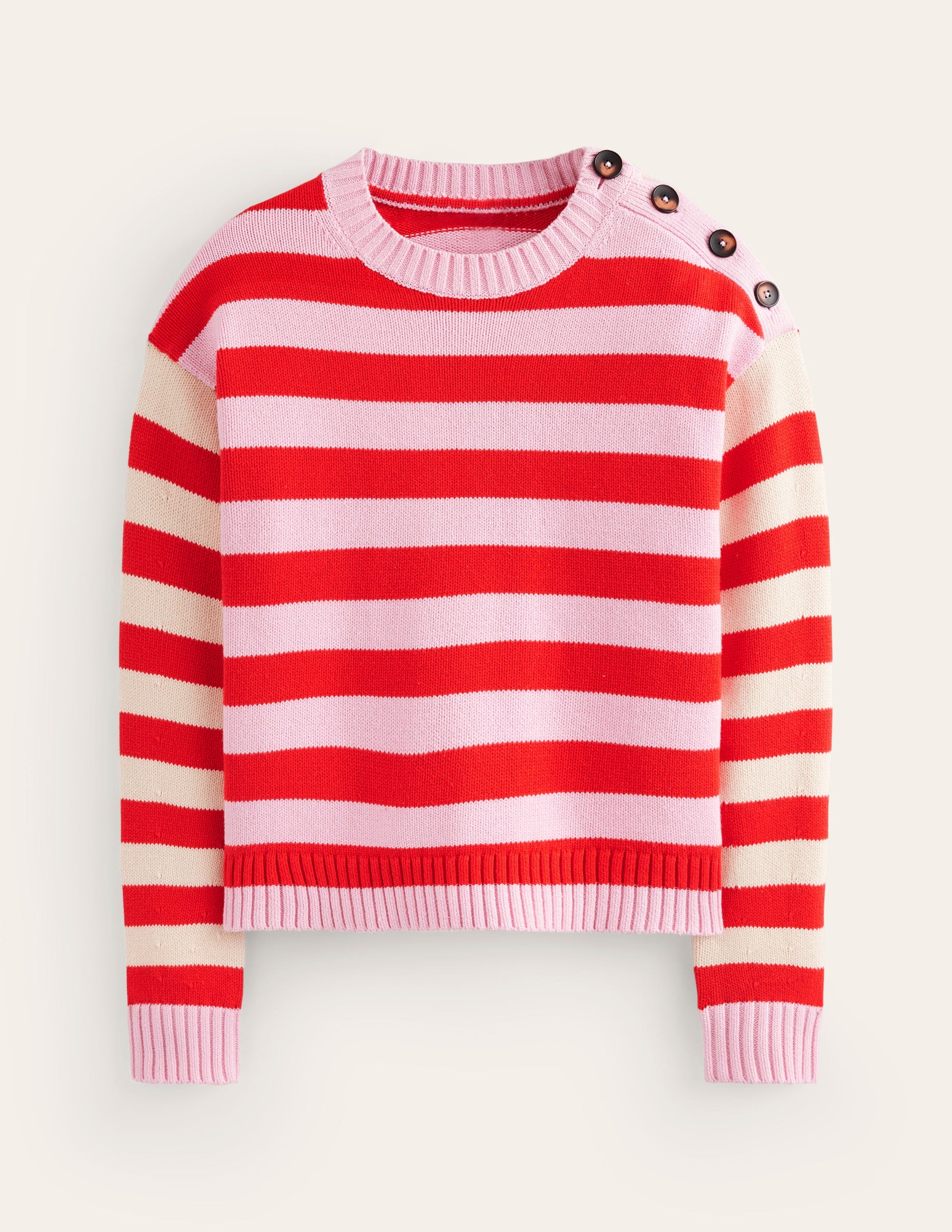 Hotch Potch Cotton Jumper-Blossom Pink, Flamenco Red-5