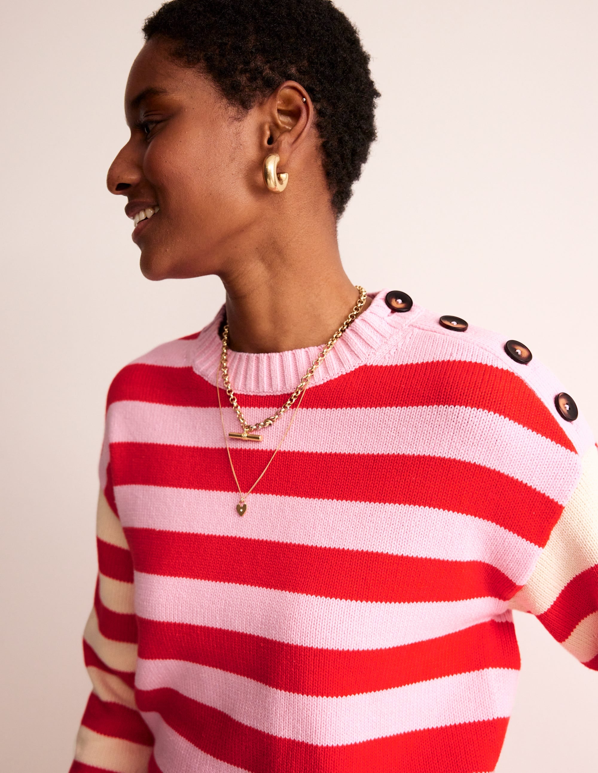 Hotch Potch Cotton Jumper-Blossom Pink, Flamenco Red - Image 2