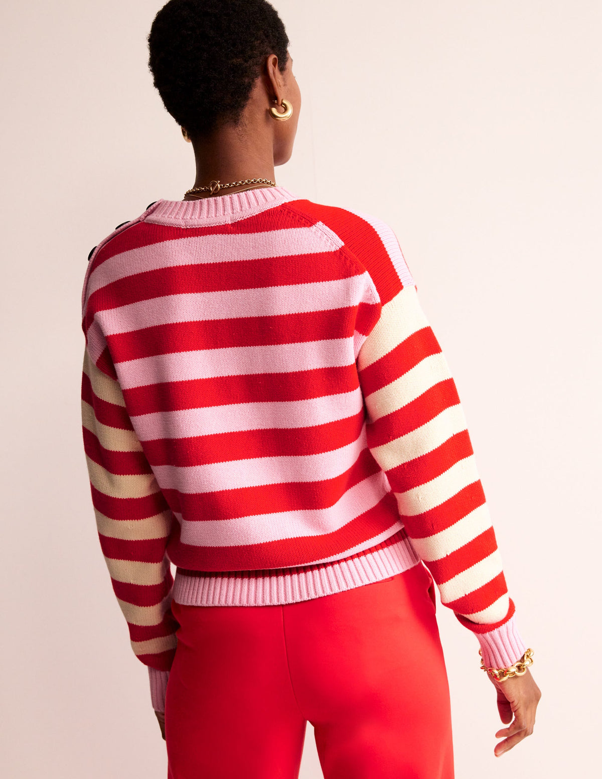 Hotch Potch Cotton Jumper-Blossom Pink, Flamenco Red-3