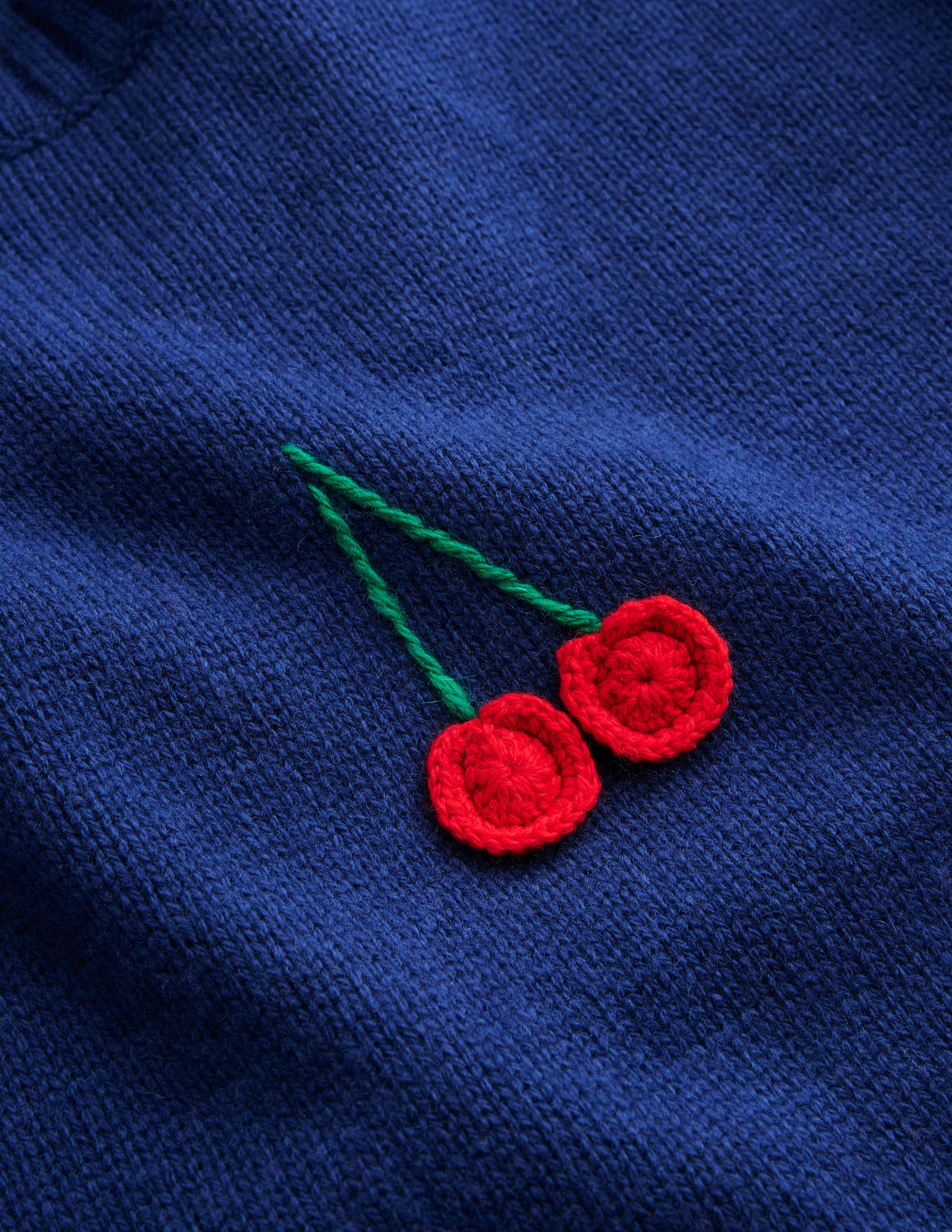 Hand Embroidered Jumper-Blue Decadence, Cherries - Image 7