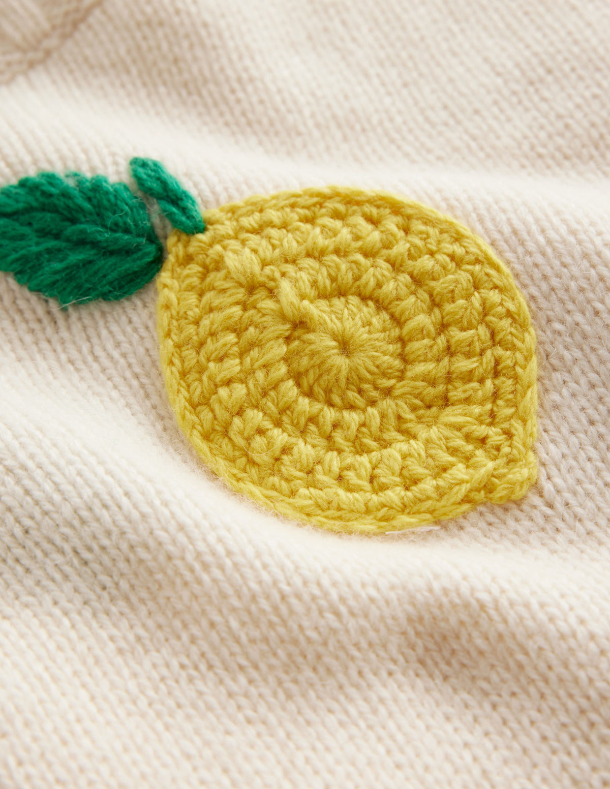 Hand Embroidered Jumper-Warm Ivory, Lemons - Image 6