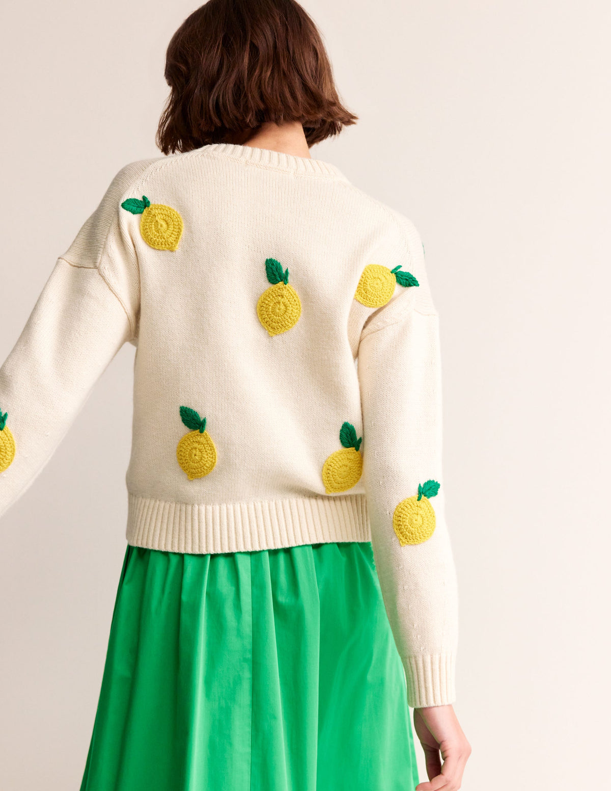 Hand Embroidered Jumper-Warm Ivory, Lemons-4