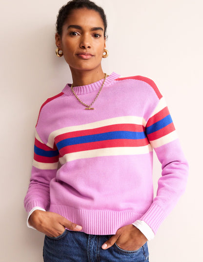 Stripe Knitted Jumper-Lilac, Warm Ivory, Red Stripe-4